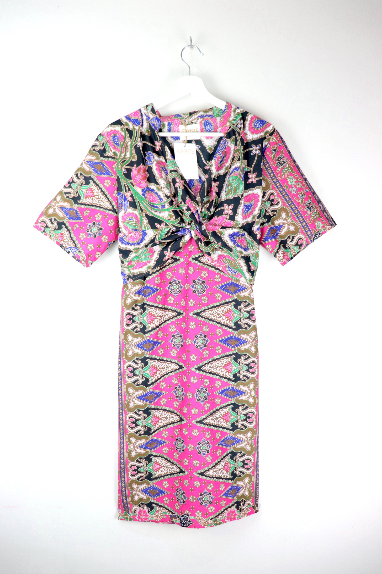 Twisted Front Dress w/ Mandarin Collar - Bubblegum Diamonds