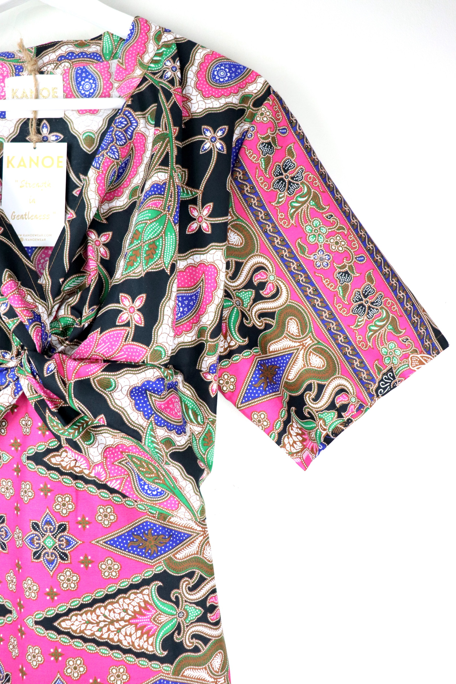 Twisted Front Dress w/ Mandarin Collar - Bubblegum Diamonds