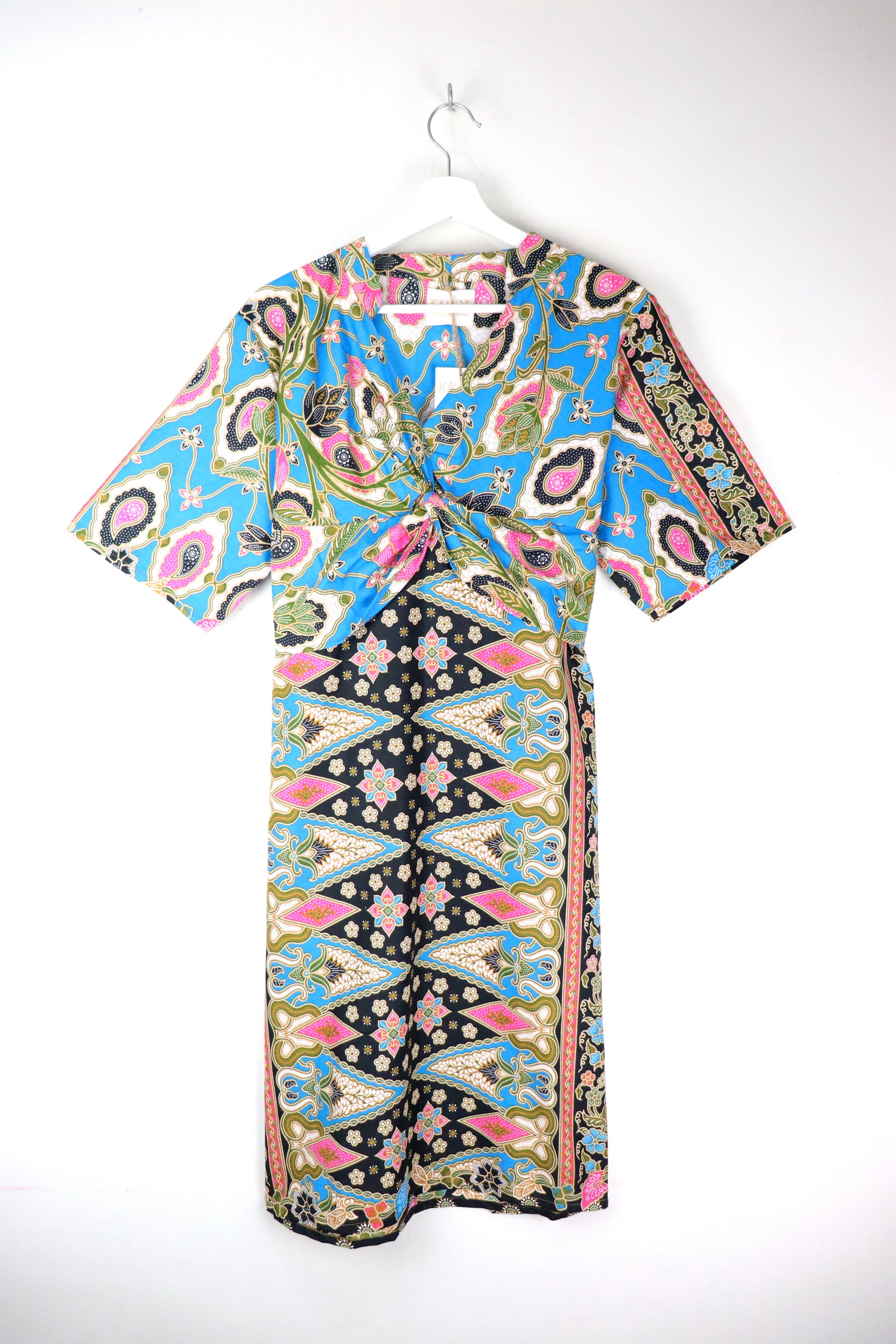 Twisted Front Dress w/ Mandarin Collar - Azure Asther