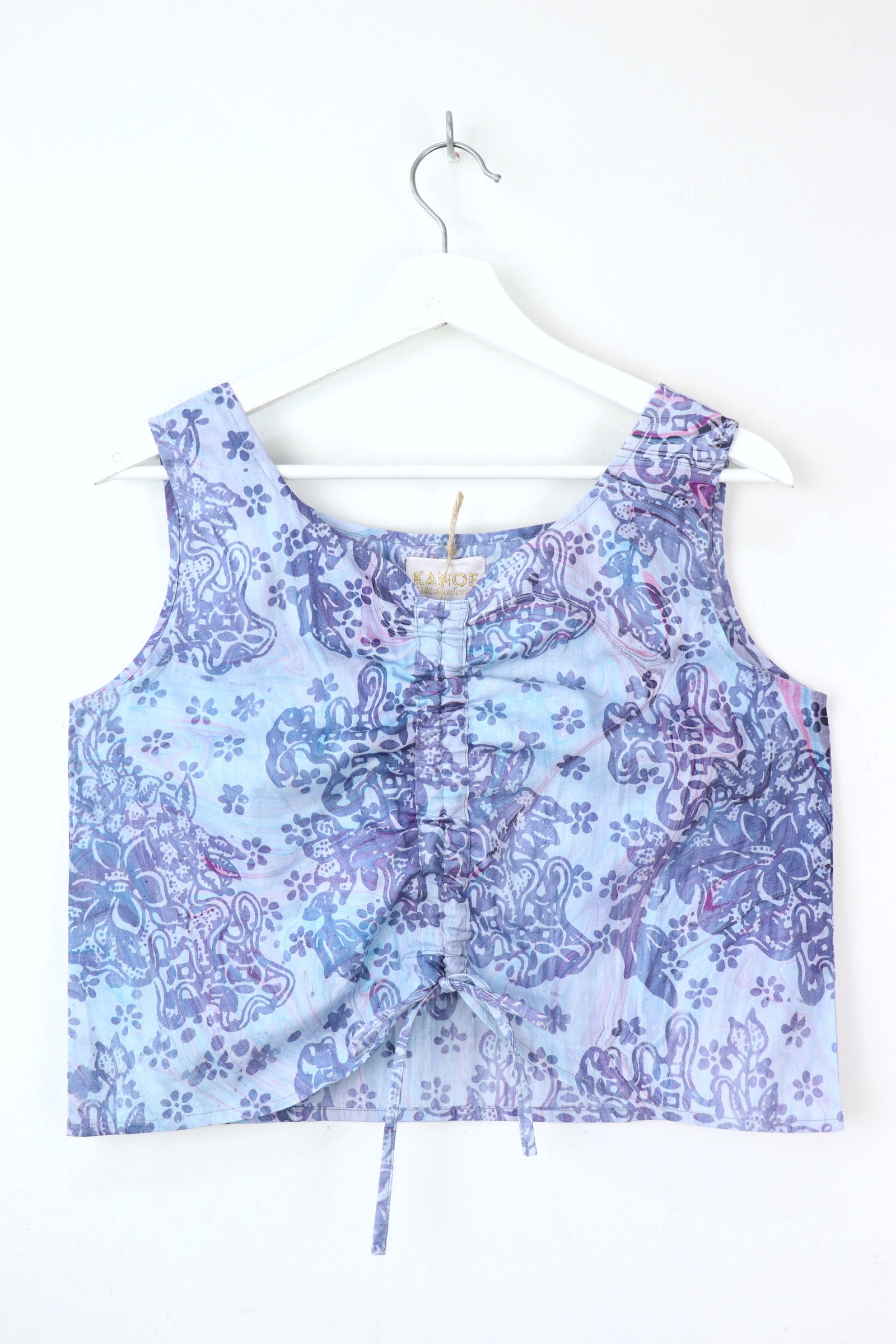 Ruched Curve Batik Top - Cornflower Cosmos [ HandStamped ]