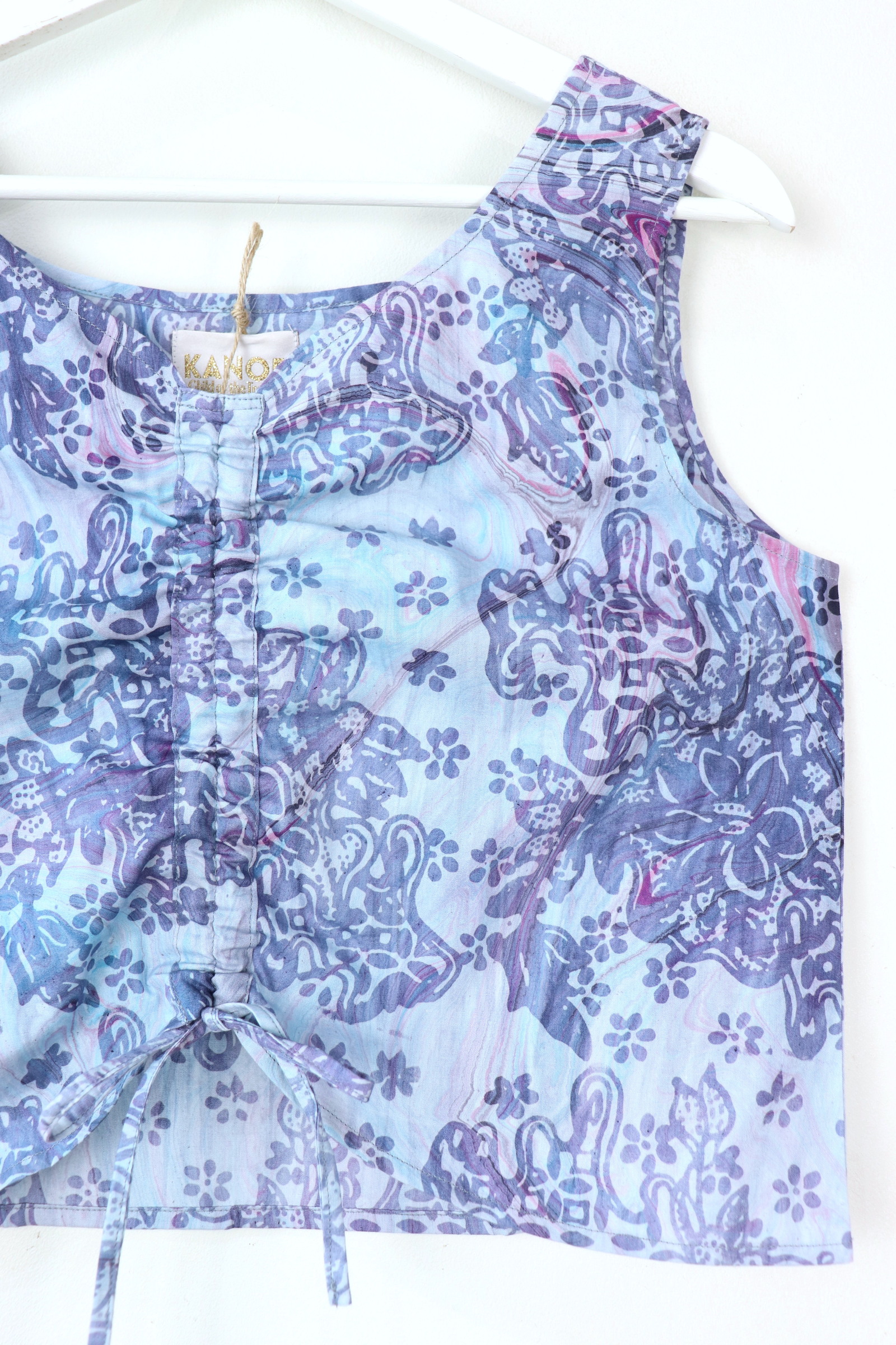 Ruched Curve Batik Top - Cornflower Cosmos [ HandStamped ]