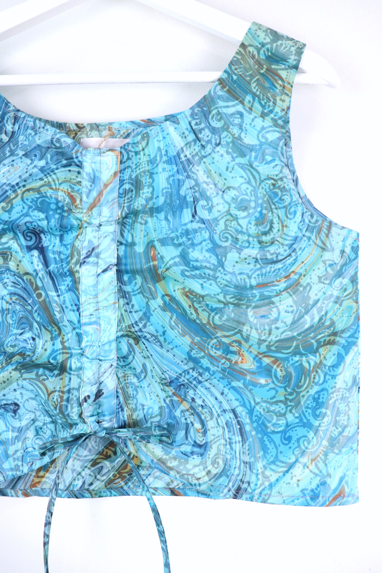 Ruched Curve Batik Top - Cerulean Moons [ HandStamped ]