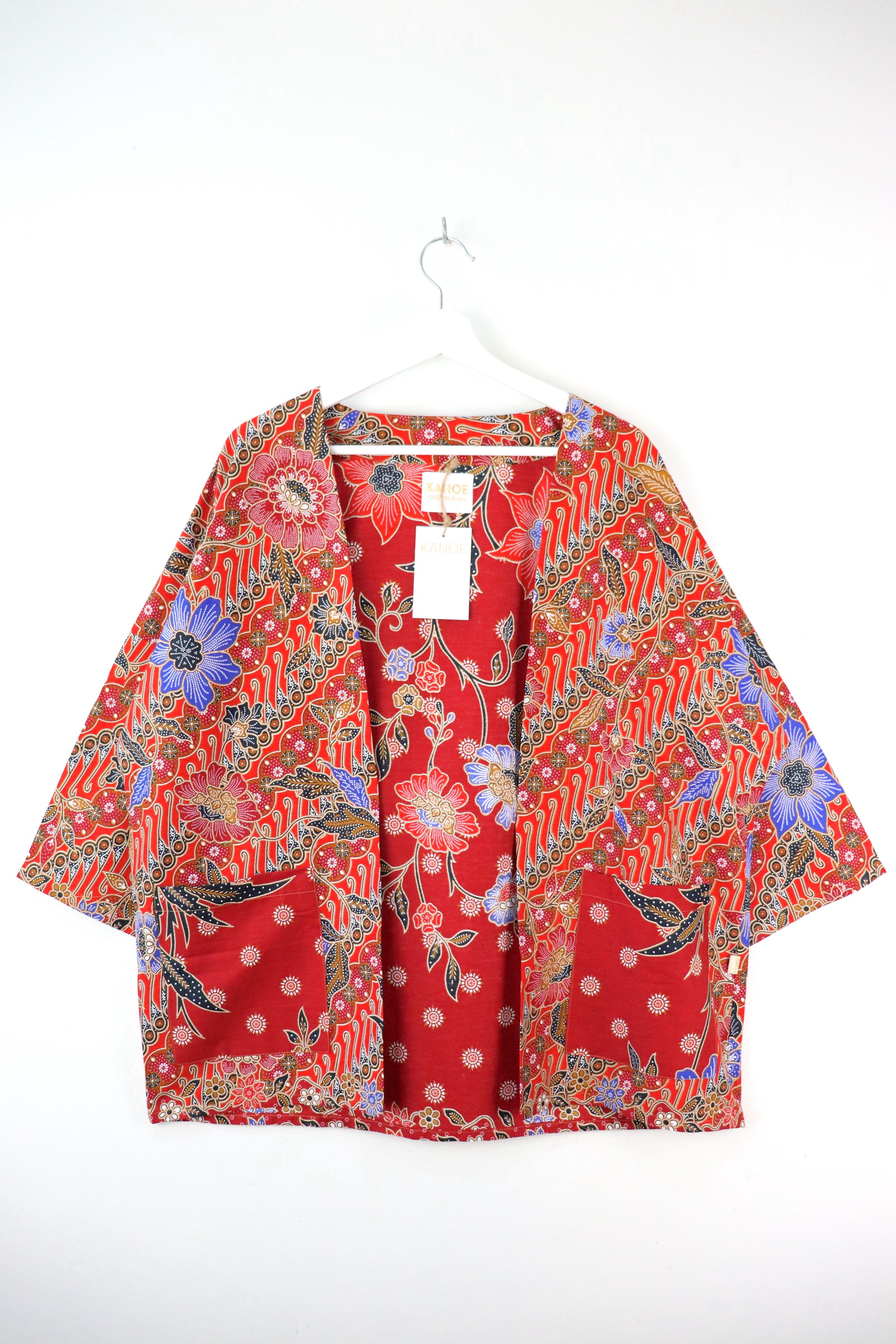 Batik Kimono Basic - Crimson Clovers