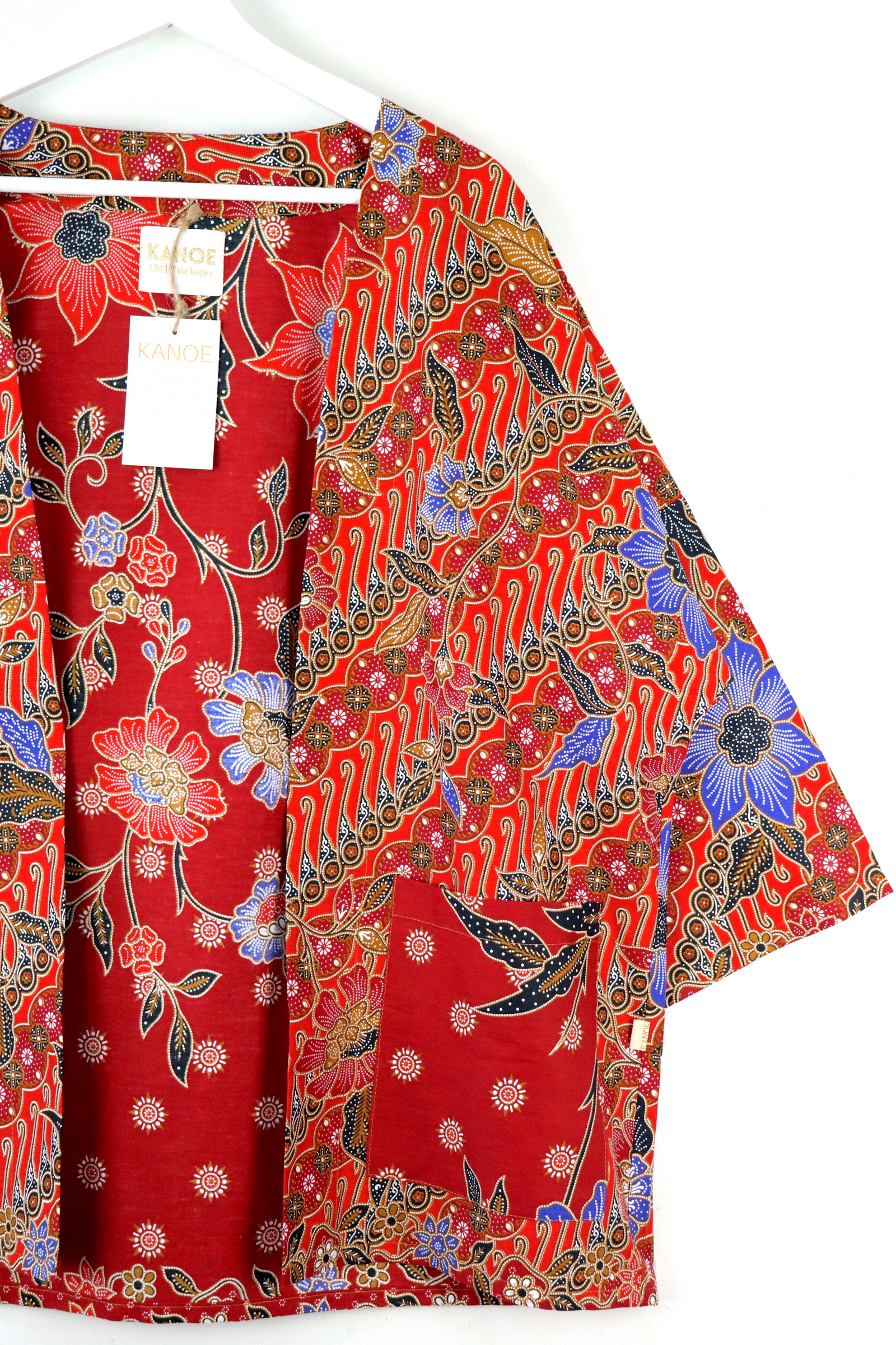 Batik Kimono Basic - Crimson Clovers