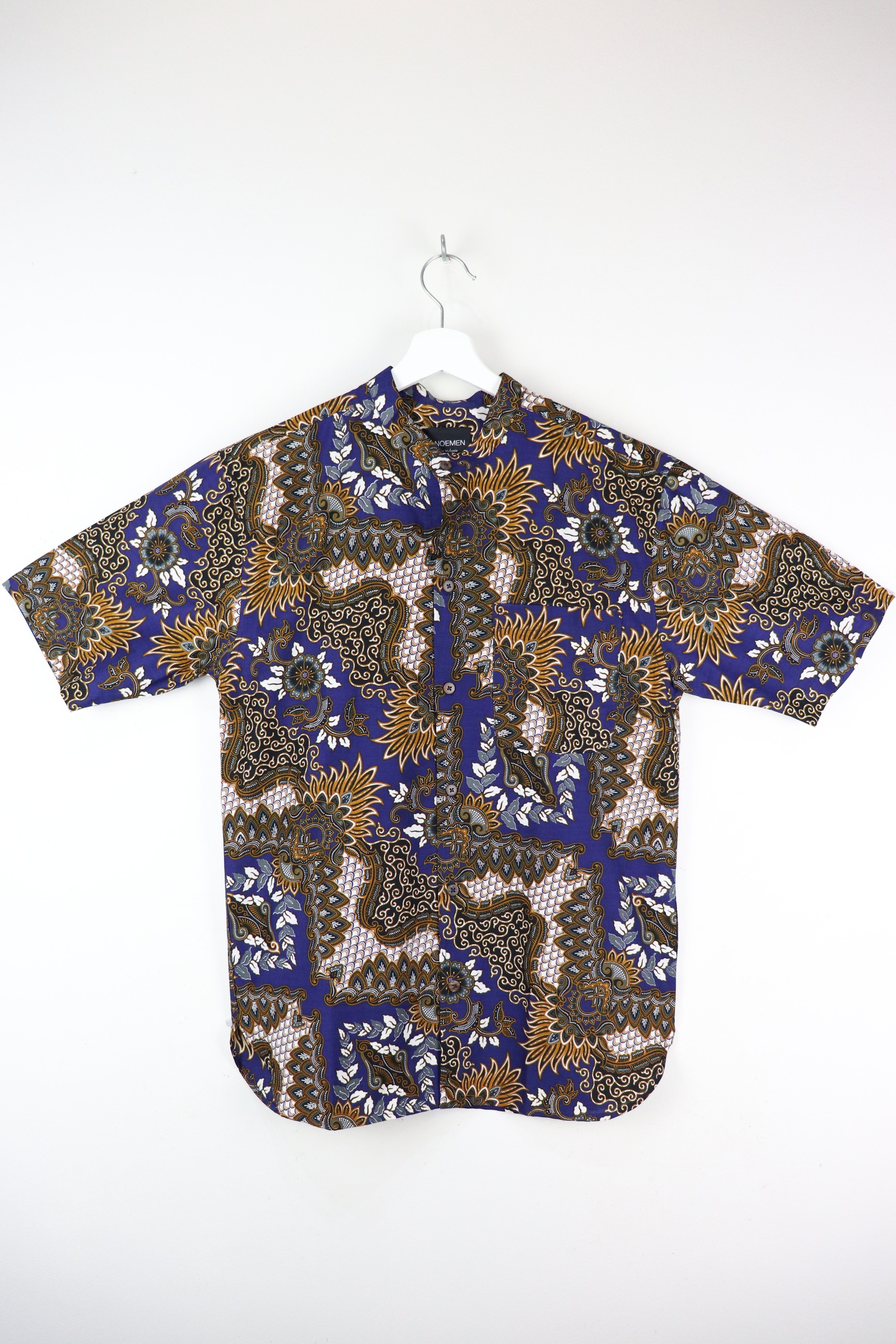 KANOEMEN Stand Collar Batik Shirt - Cobalt (S)
