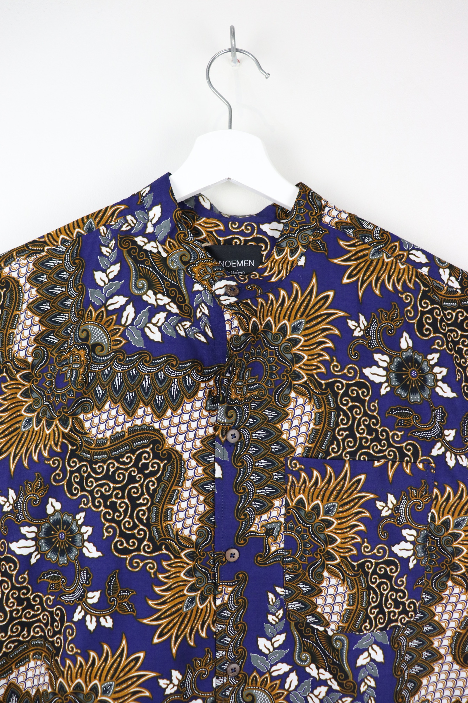 KANOEMEN Stand Collar Batik Shirt - Cobalt (S)