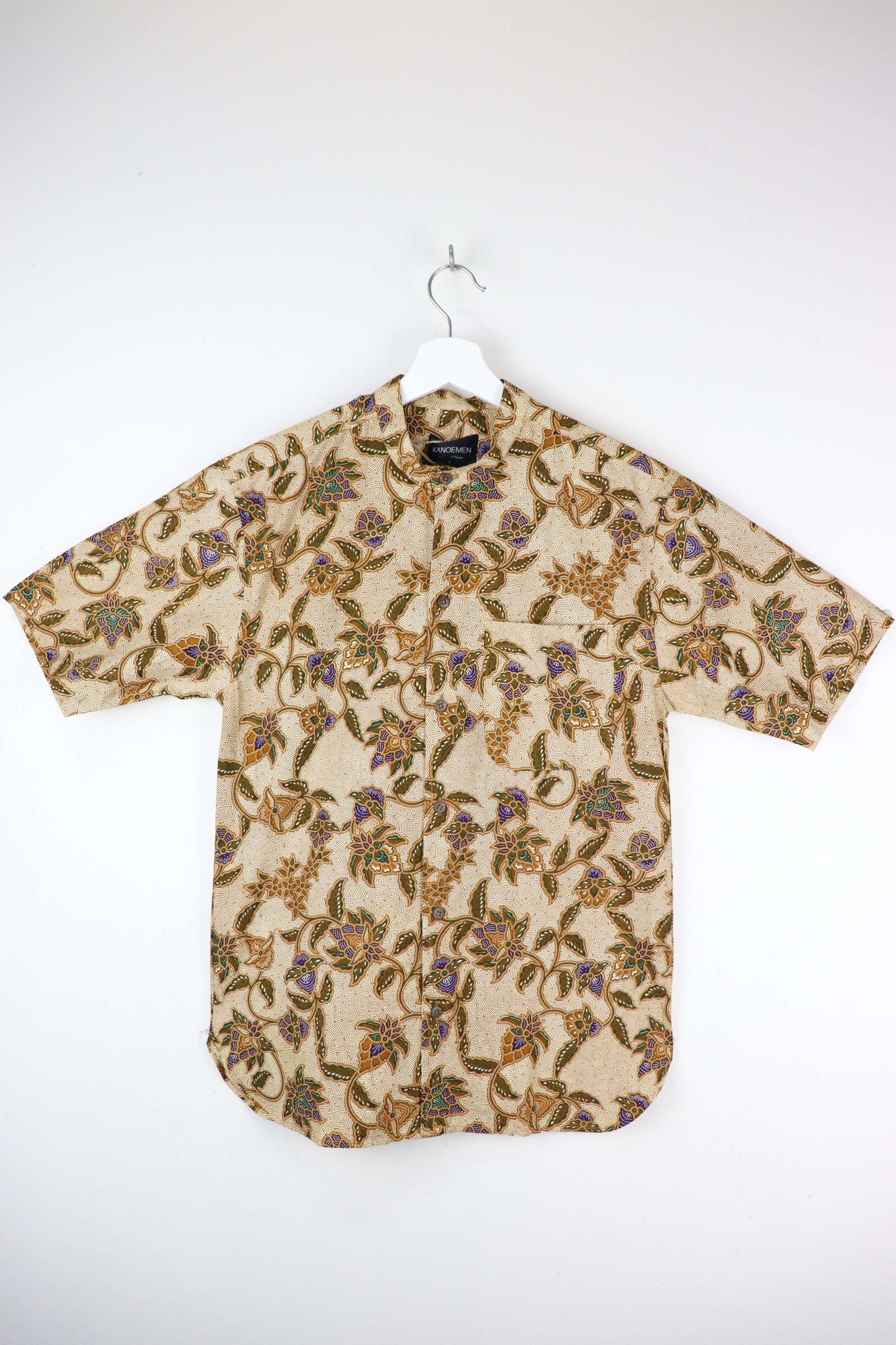KANOEMEN Stand Collar Batik Shirt - Iris (Purple)