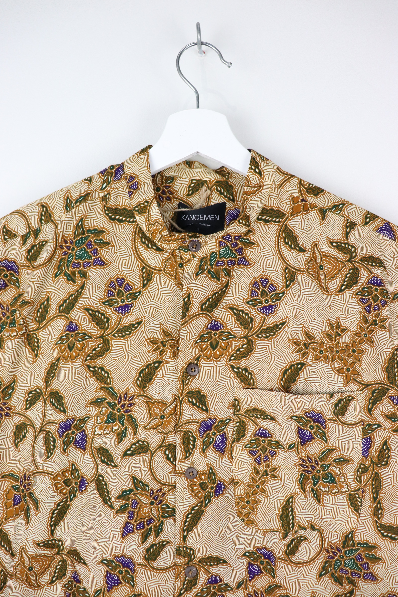KANOEMEN Stand Collar Batik Shirt - Iris (Purple)