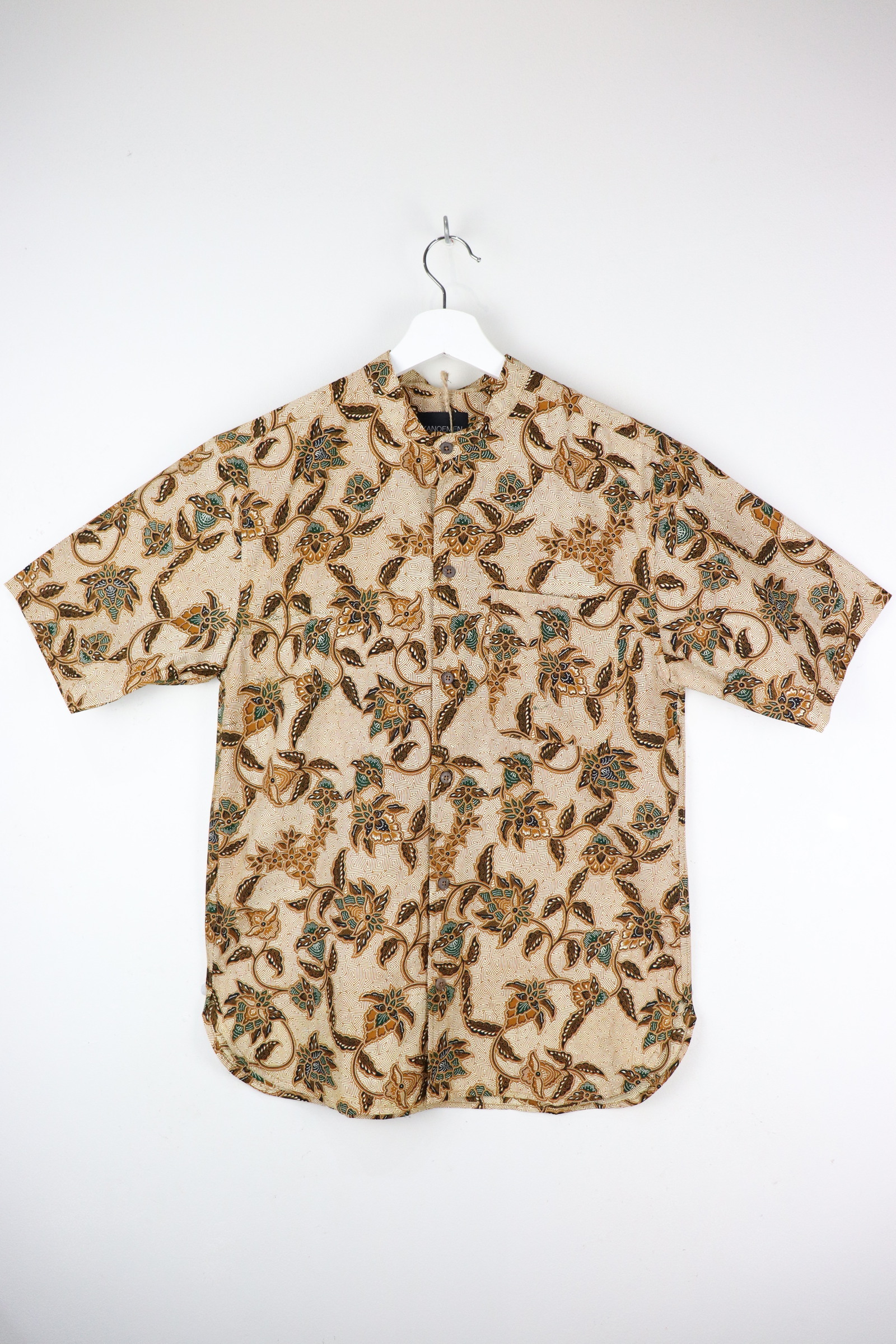 KANOEMEN Stand Collar Batik Shirt - Iris (Green) (S)
