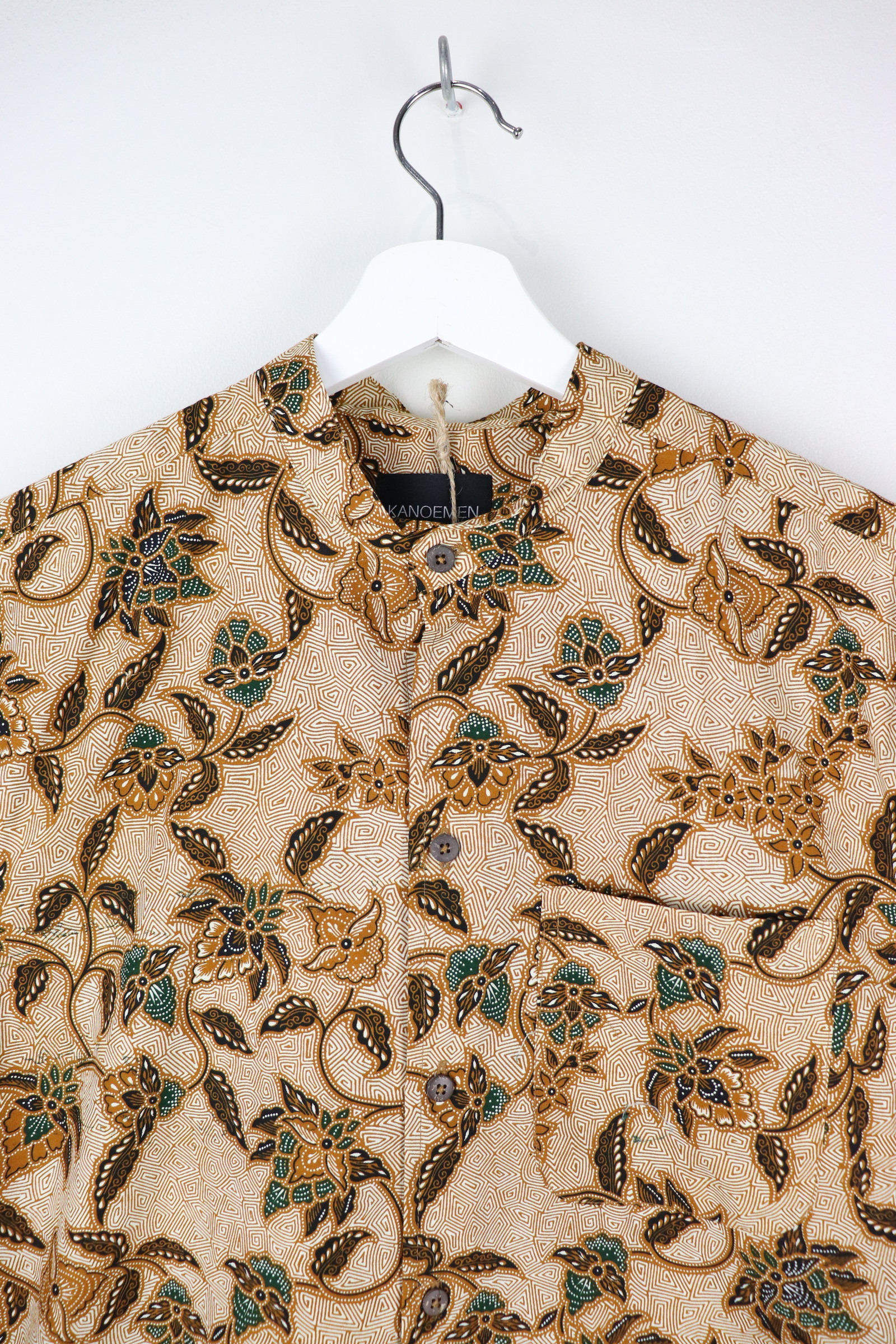 KANOEMEN Stand Collar Batik Shirt - Iris (Green) (S)