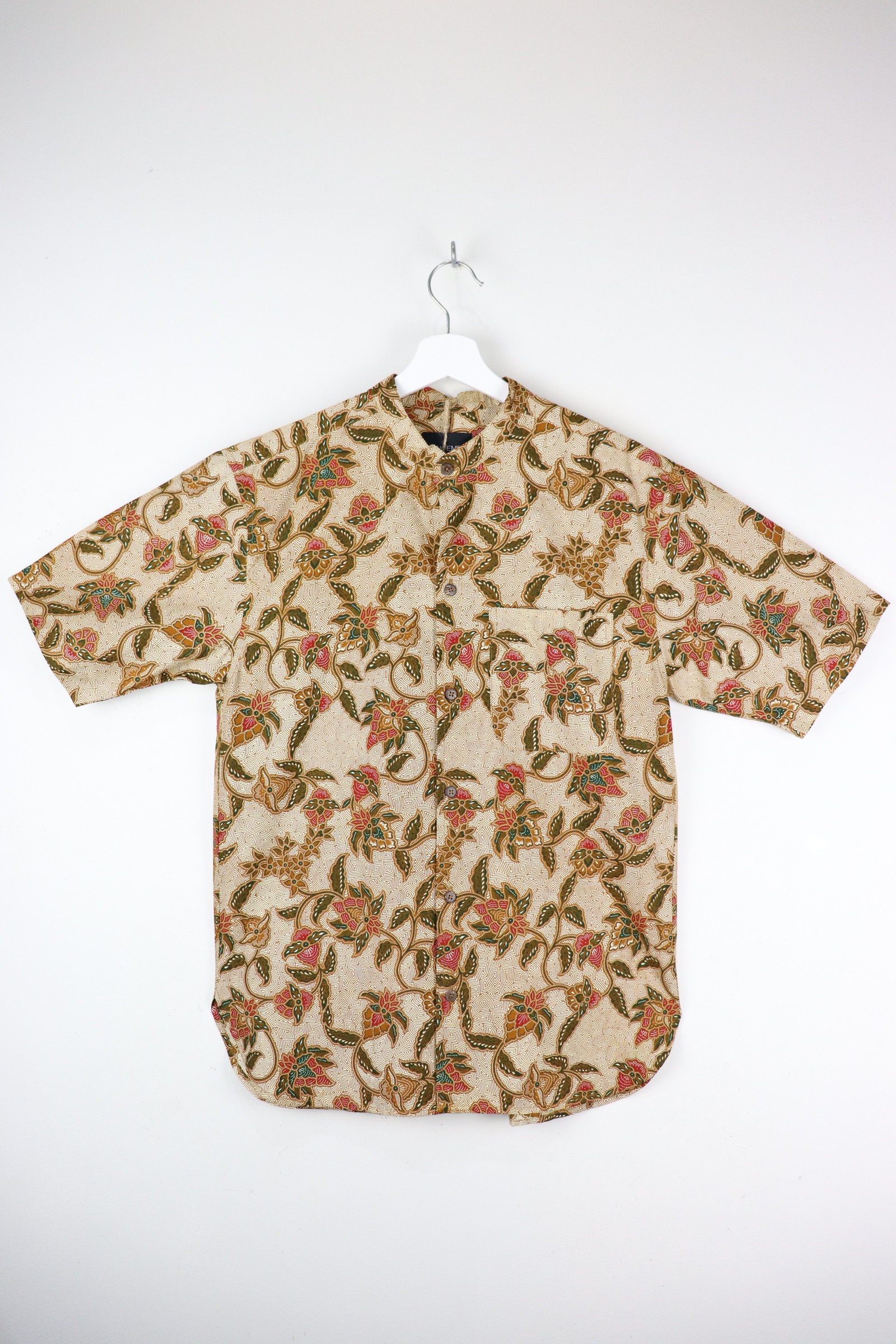 KANOEMEN Stand Collar Batik Shirt - Iris (Red) (S)