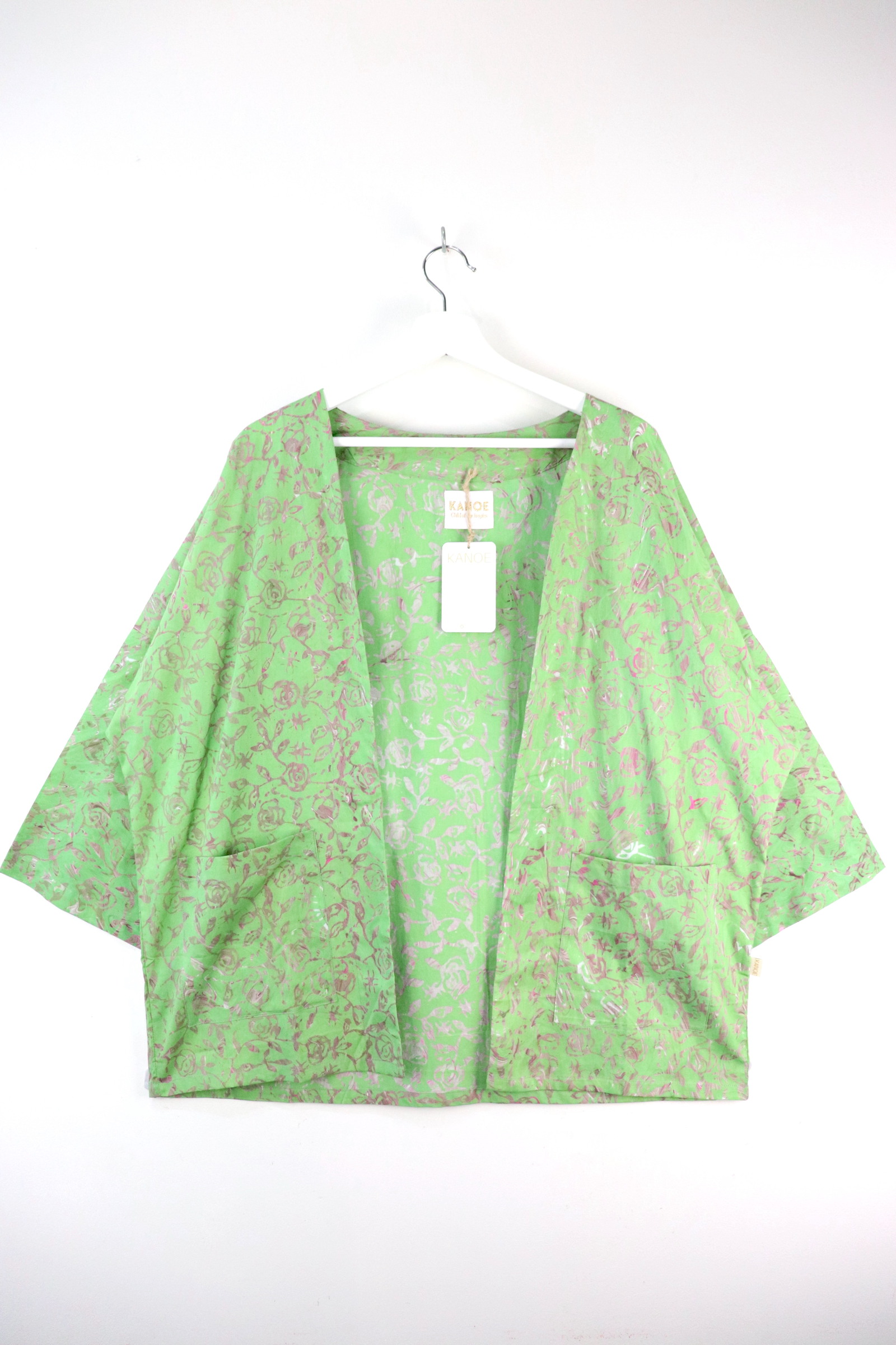 Handmade Batik Kimono Basic - Limeade Rosebush