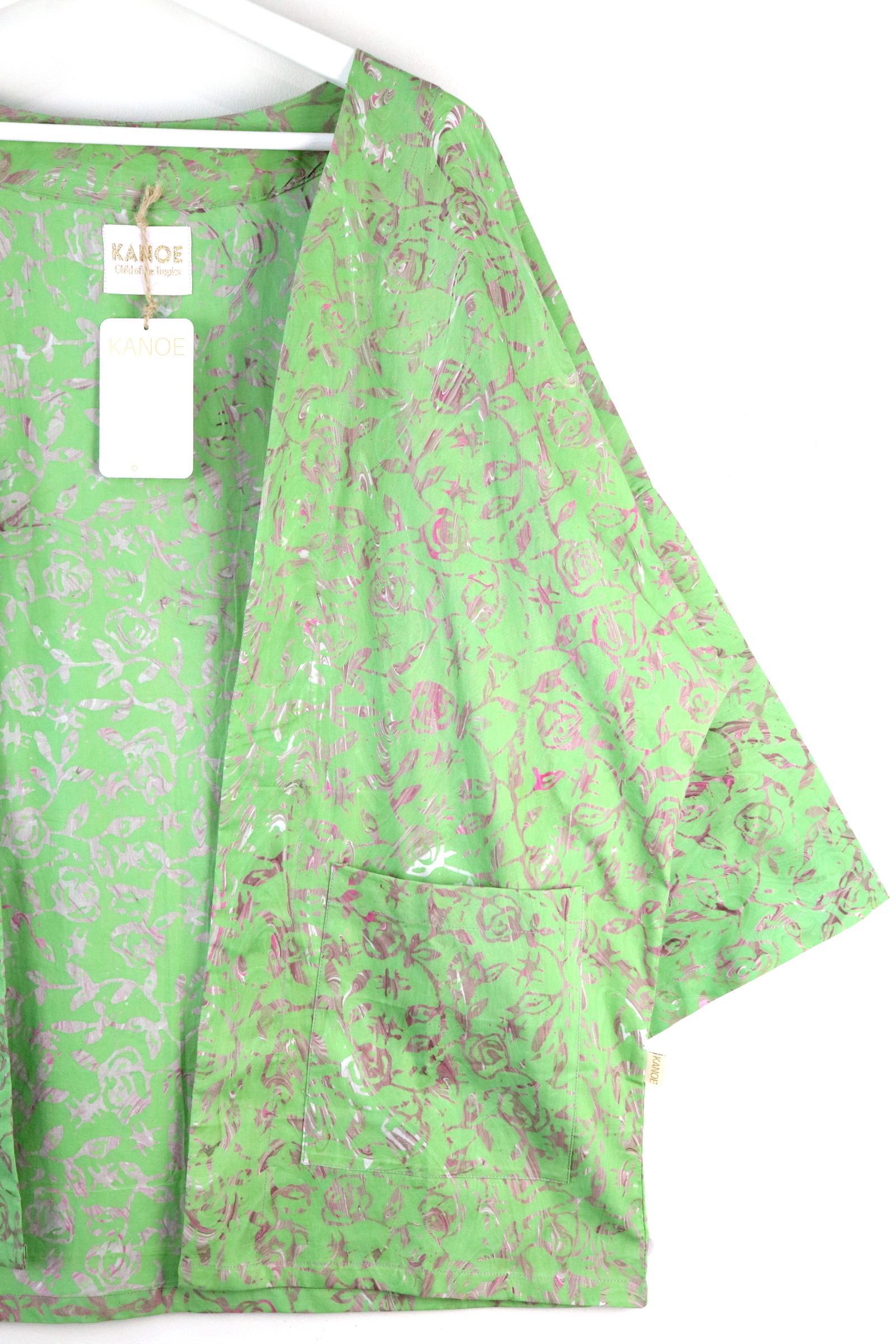 Handmade Batik Kimono Basic - Limeade Rosebush