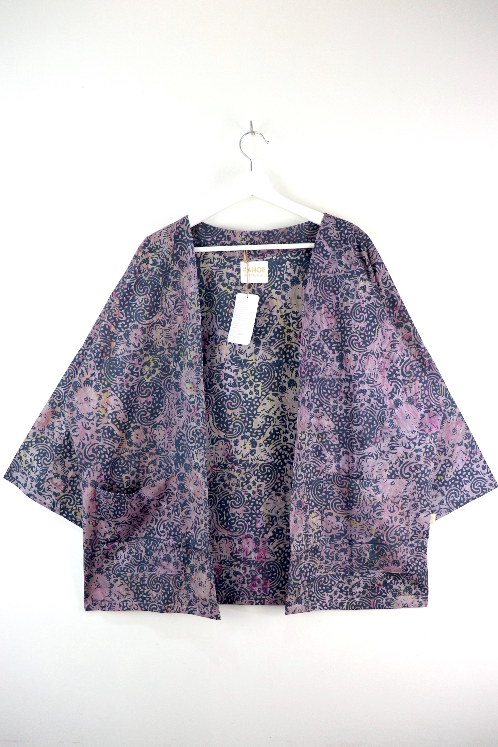 Handmade Batik Kimono Basic - Forest Berry Swirls