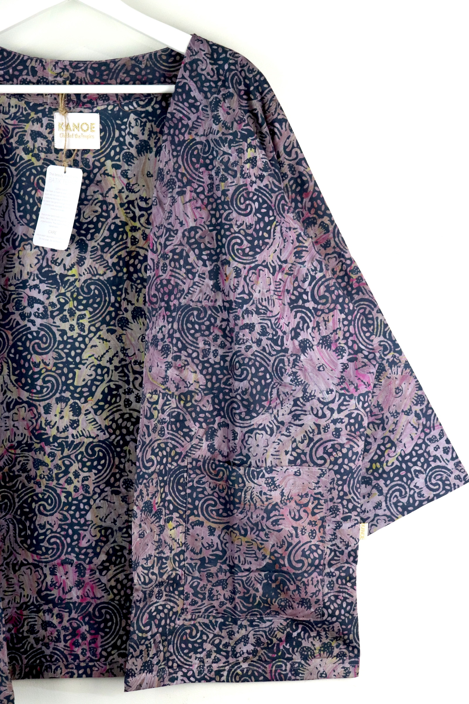 Handmade Batik Kimono Basic - Forest Berry Swirls