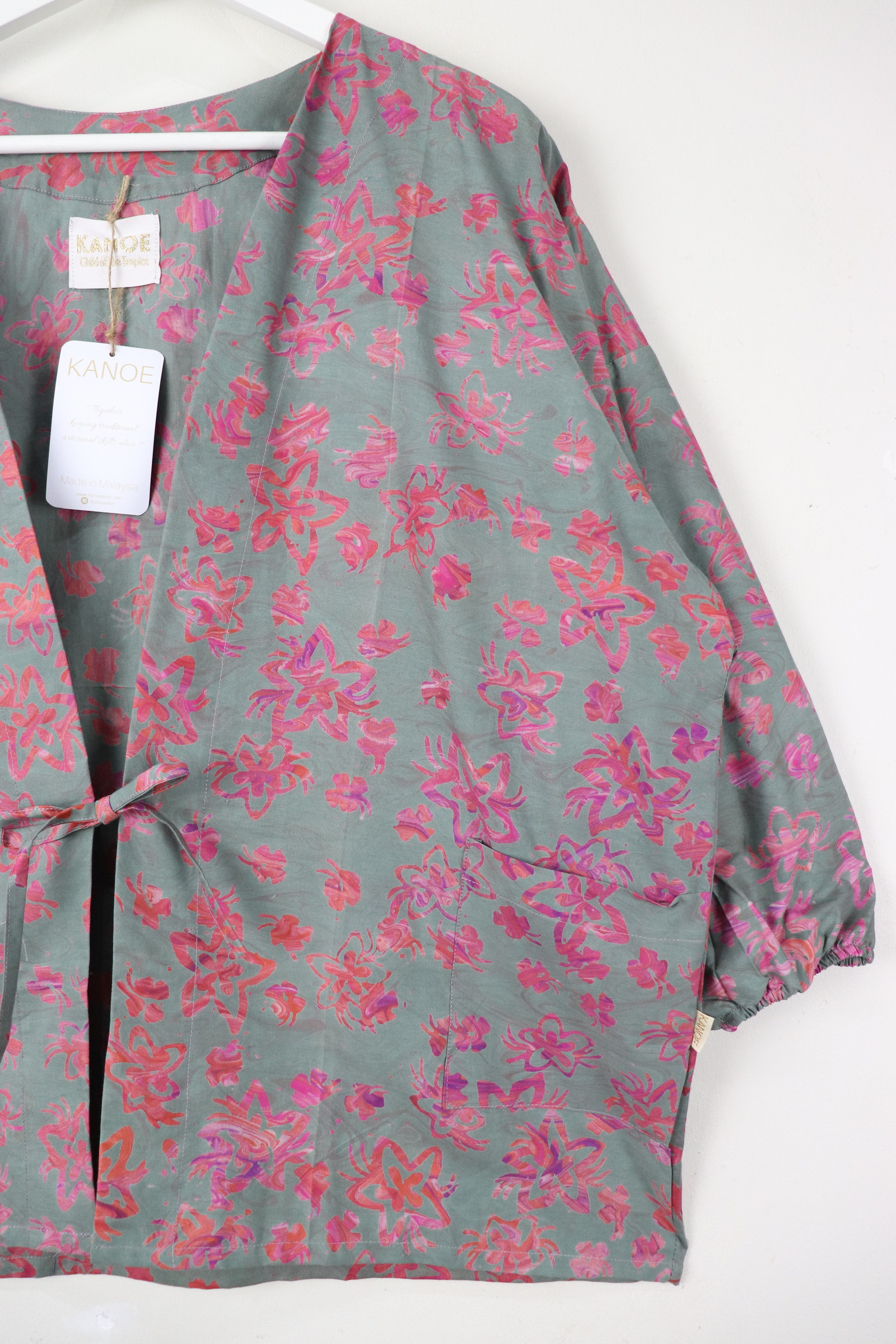 Handmade Batik Kimono Signature - Shadow Blooms