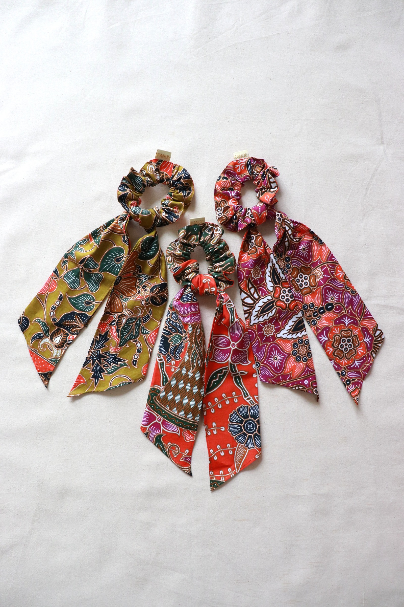 Batik Scrunchie w/ Ribbon [Set of 3] - Hawa