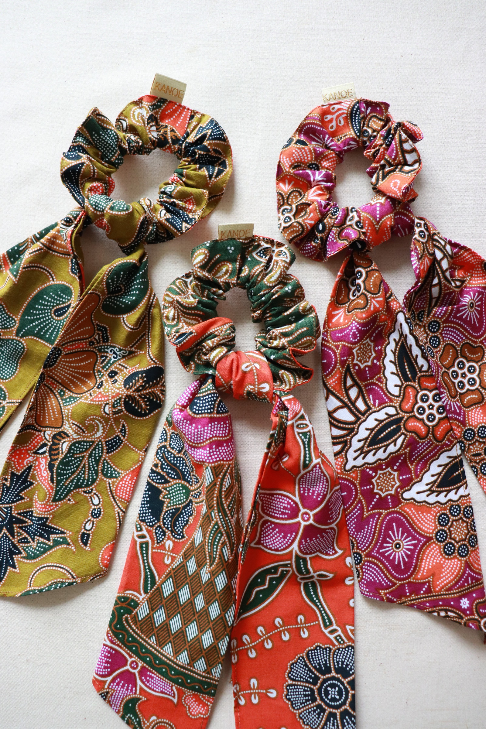 Batik Scrunchie w/ Ribbon [Set of 3] - Hawa