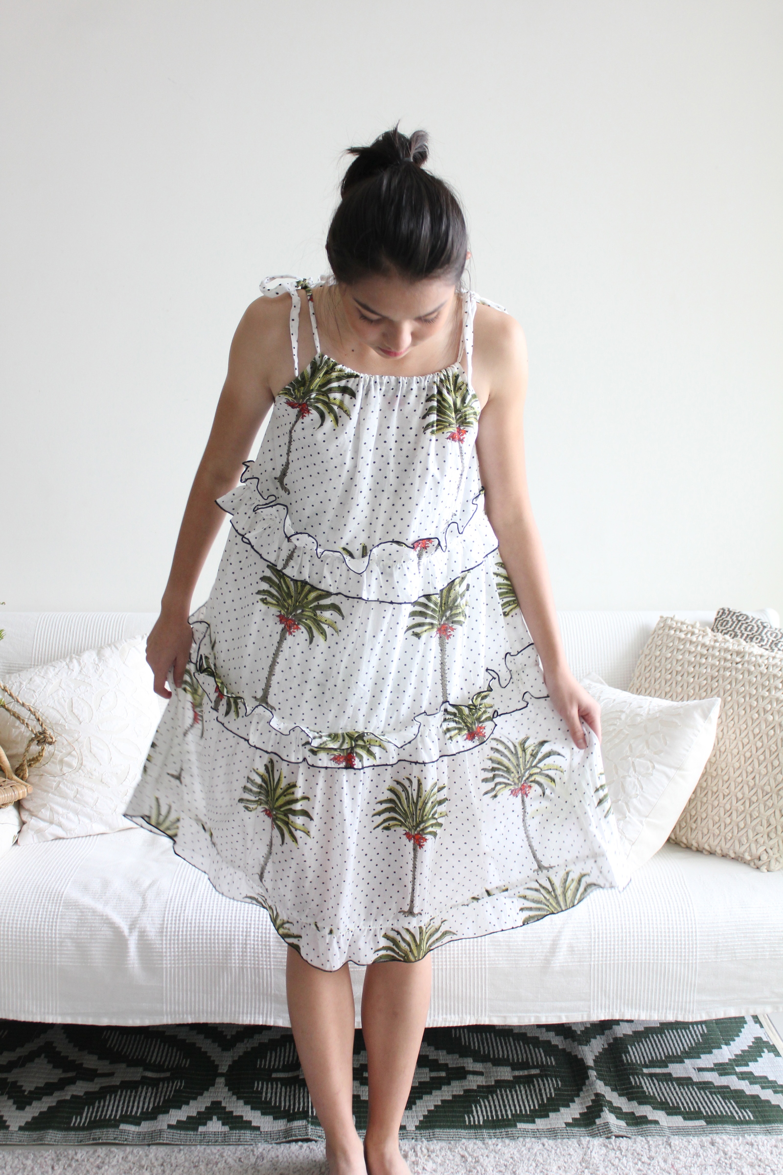 Polka Midi Summer Dress - Palm