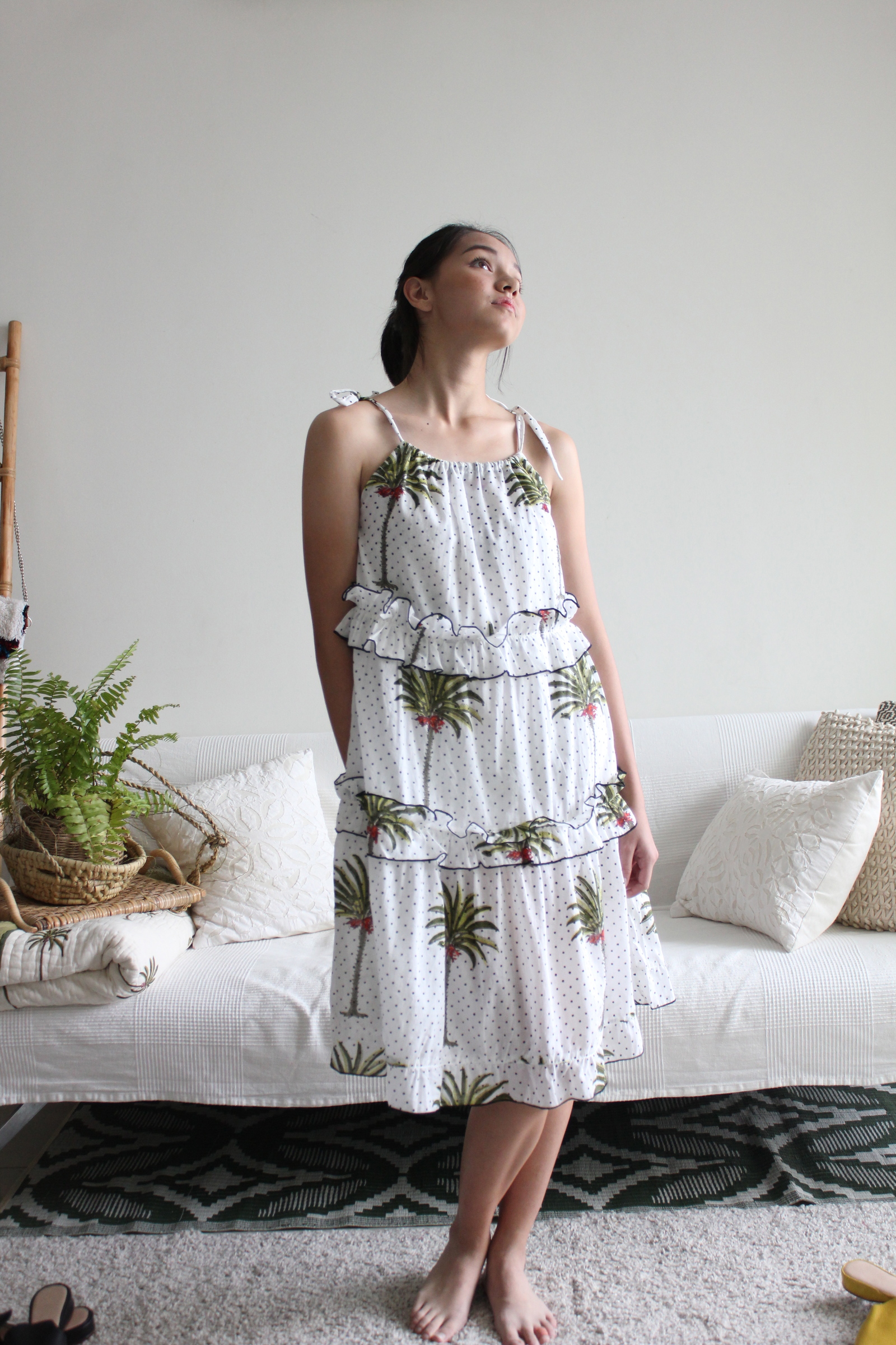 Polka Midi Summer Dress - Palm