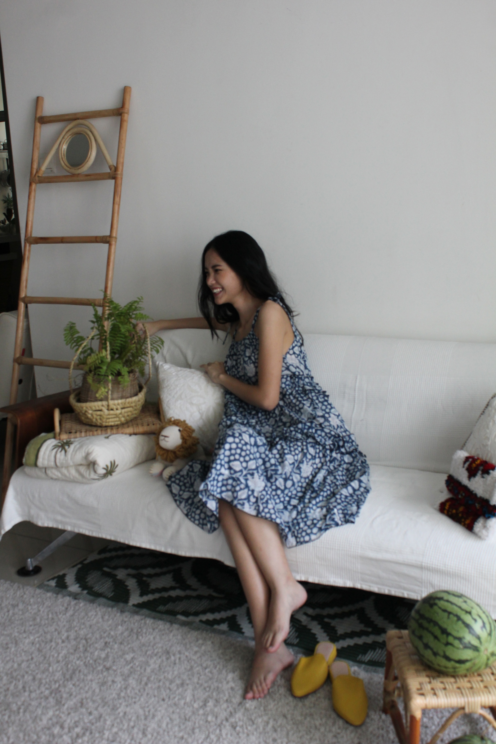 Navy Midi Summer Dress - Night Garden