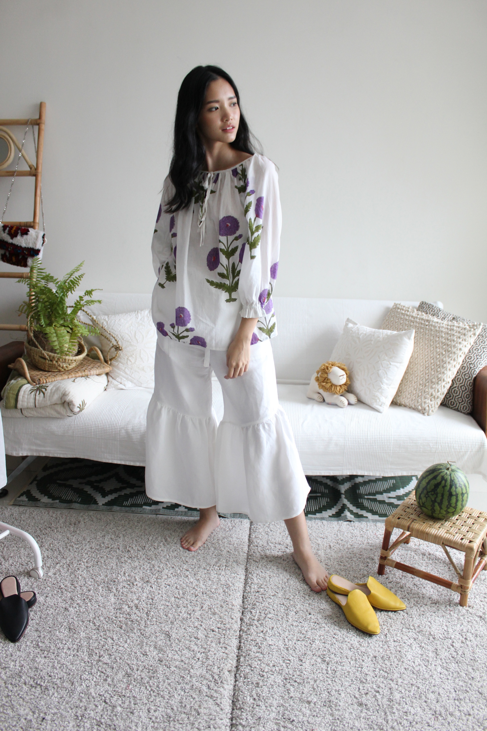 Fiore Peasant Top - Aubergine