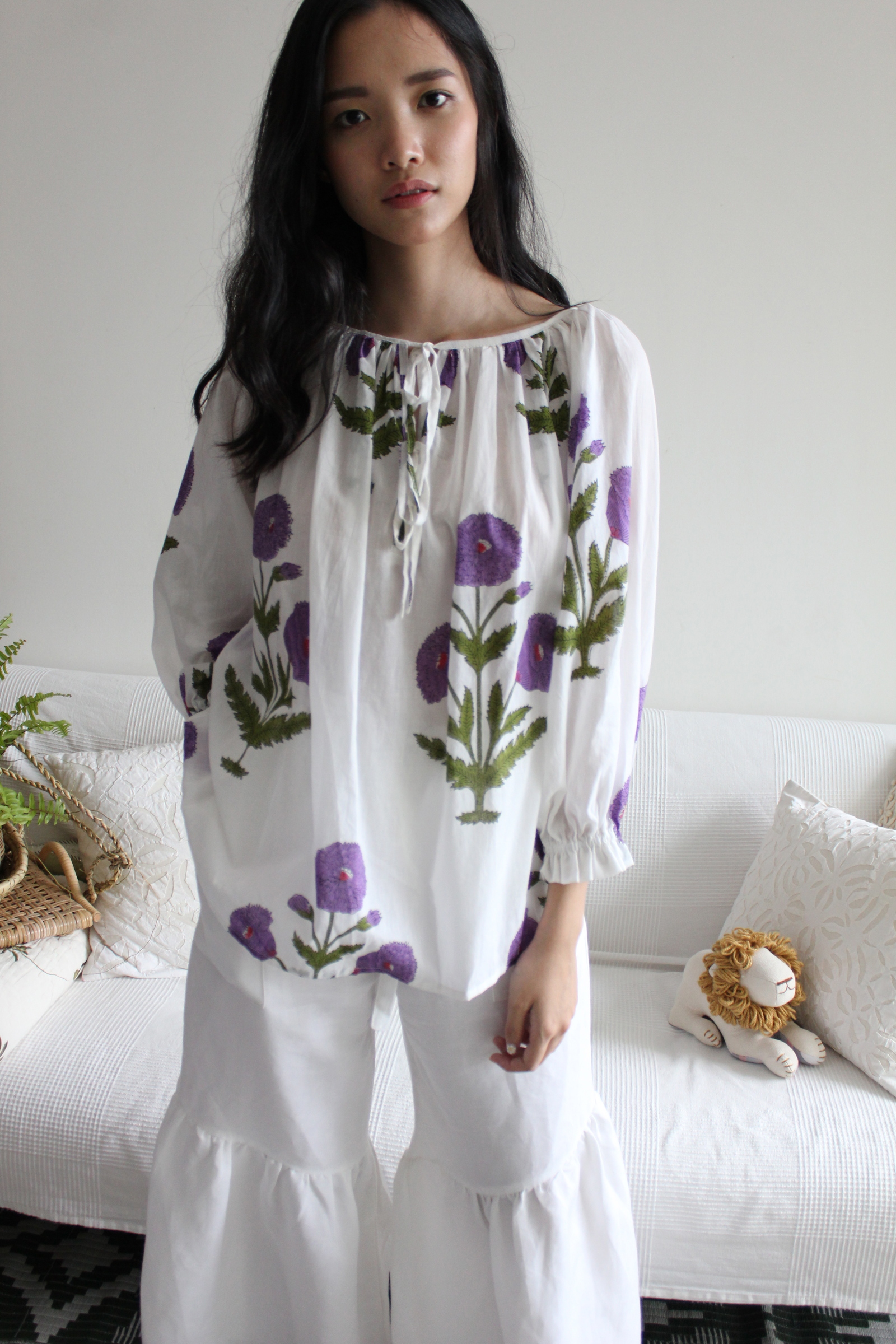 Fiore Peasant Top - Aubergine