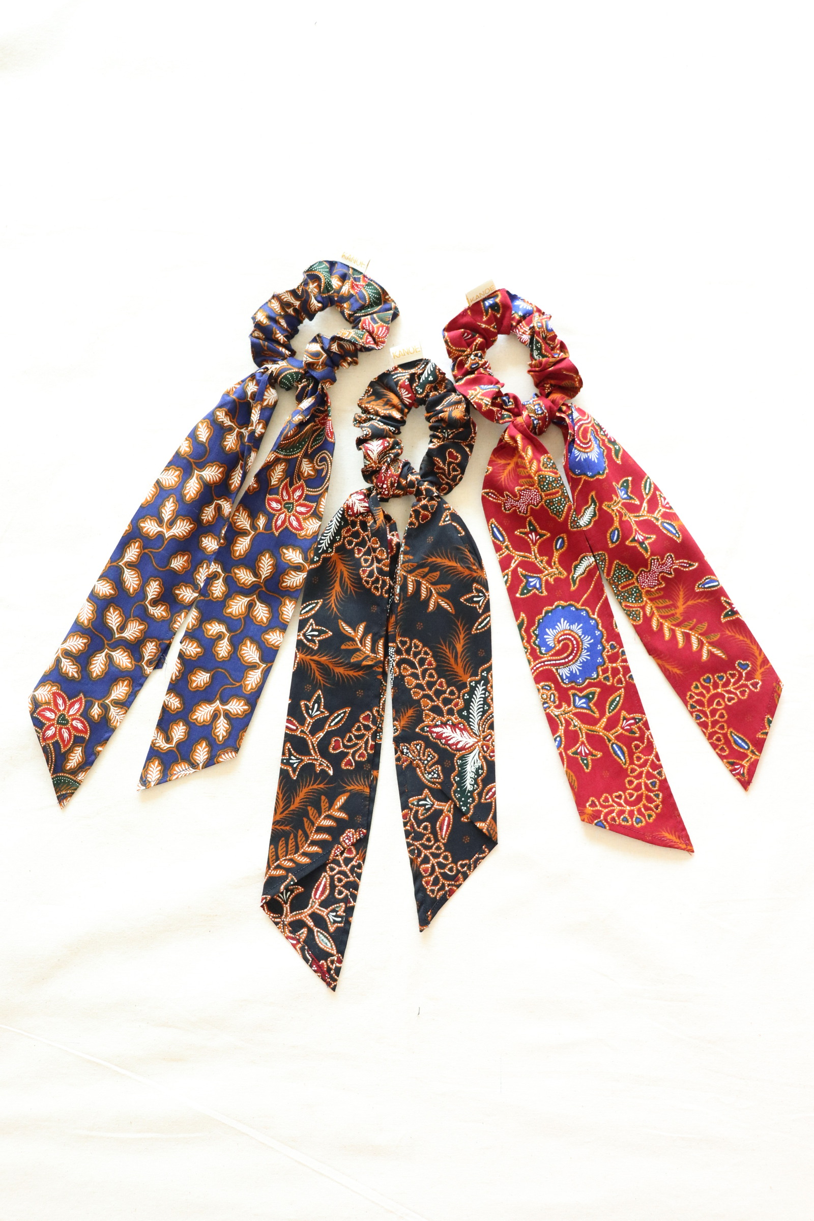 Batik Scrunchie w/ Ribbon [Set of 3] - Jazz