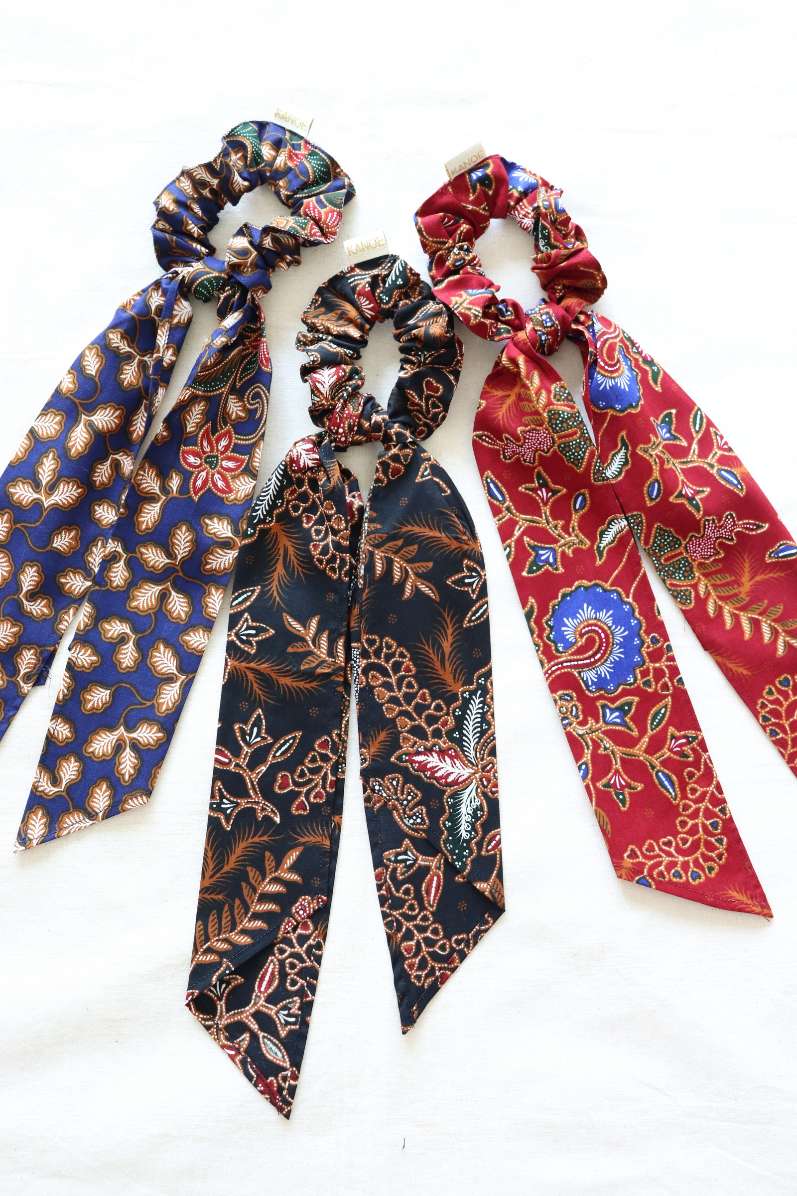 Batik Scrunchie w/ Ribbon [Set of 3] - Jazz