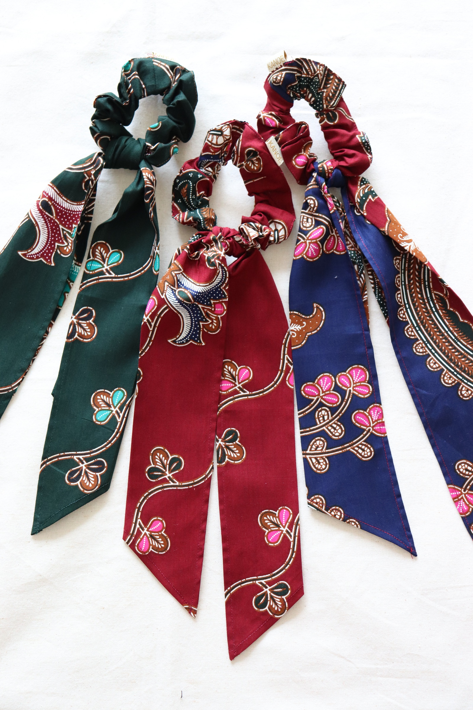 Batik Scrunchie w/ Ribbon [Set of 3] - Nina