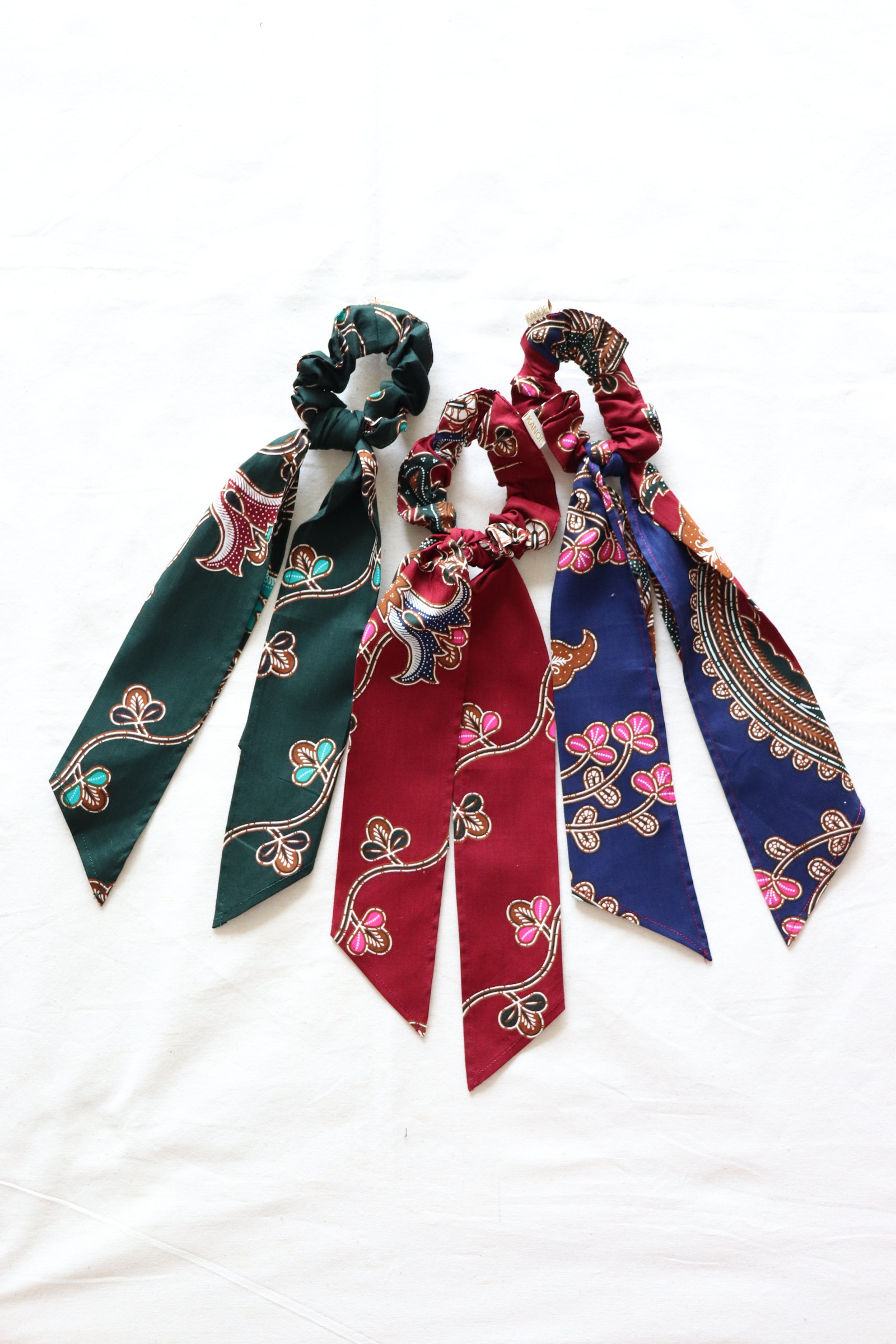 Batik Scrunchie w/ Ribbon [Set of 3] - Nina
