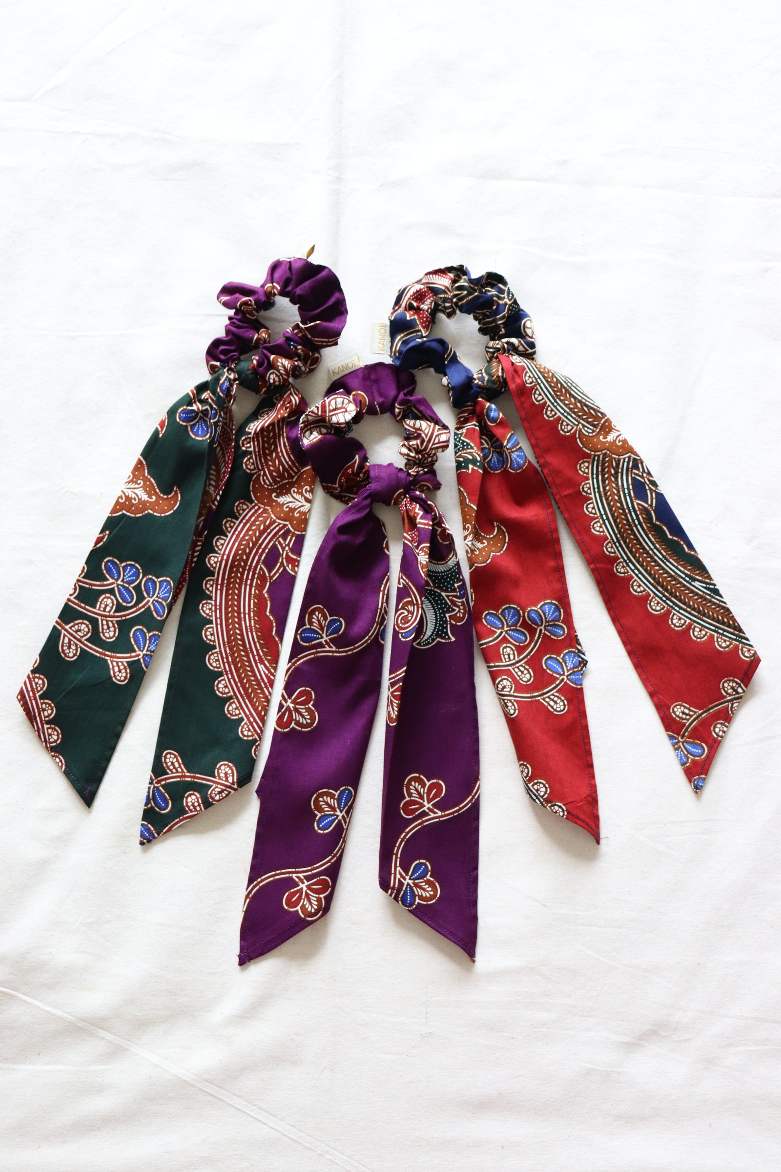 Batik Scrunchie w/ Ribbon [Set of 3] - Bright