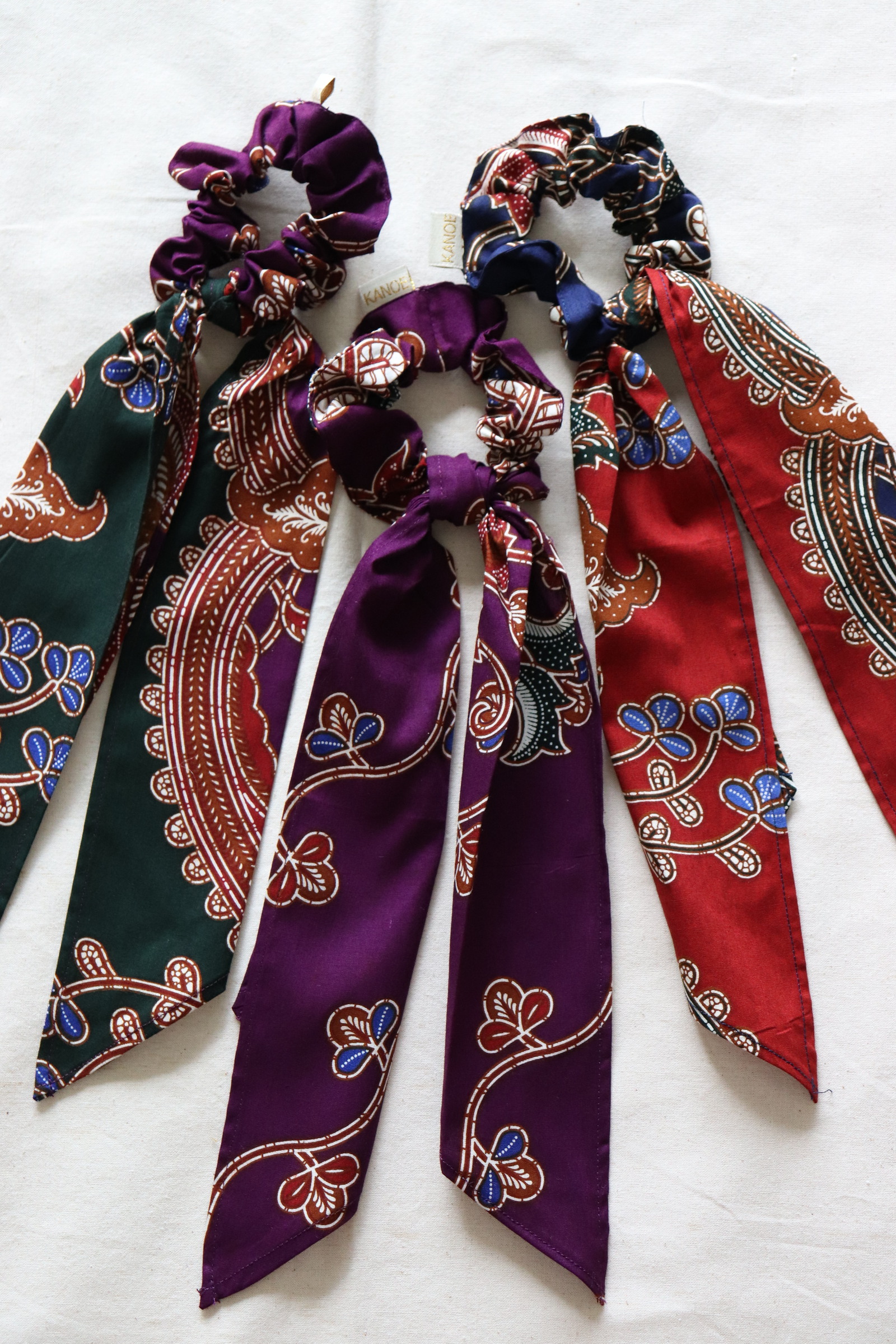 Batik Scrunchie w/ Ribbon [Set of 3] - Bright