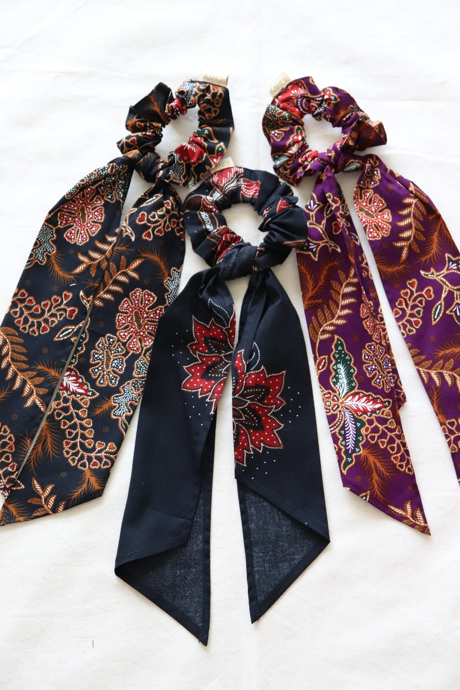 Batik Scrunchie w/ Ribbon [Set of 3] - Rustic