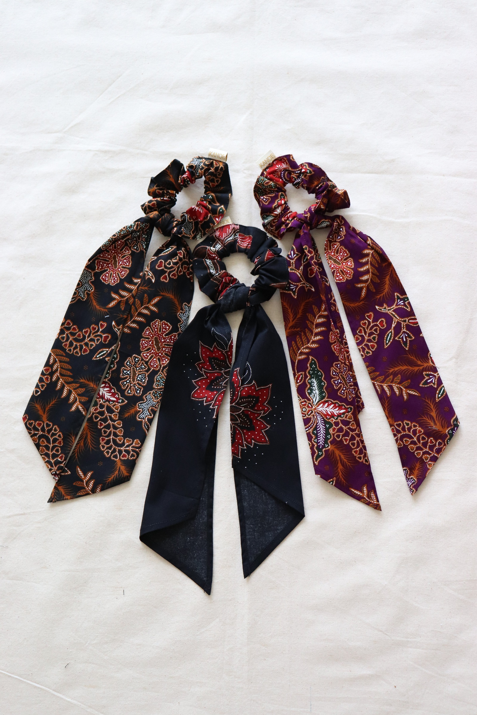 Batik Scrunchie w/ Ribbon [Set of 3] - Rustic