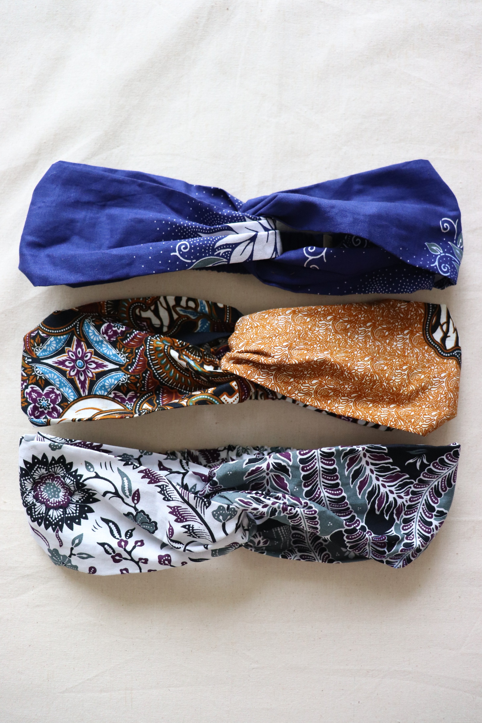 Crossover Batik Headbands [Set of 3] - Berry