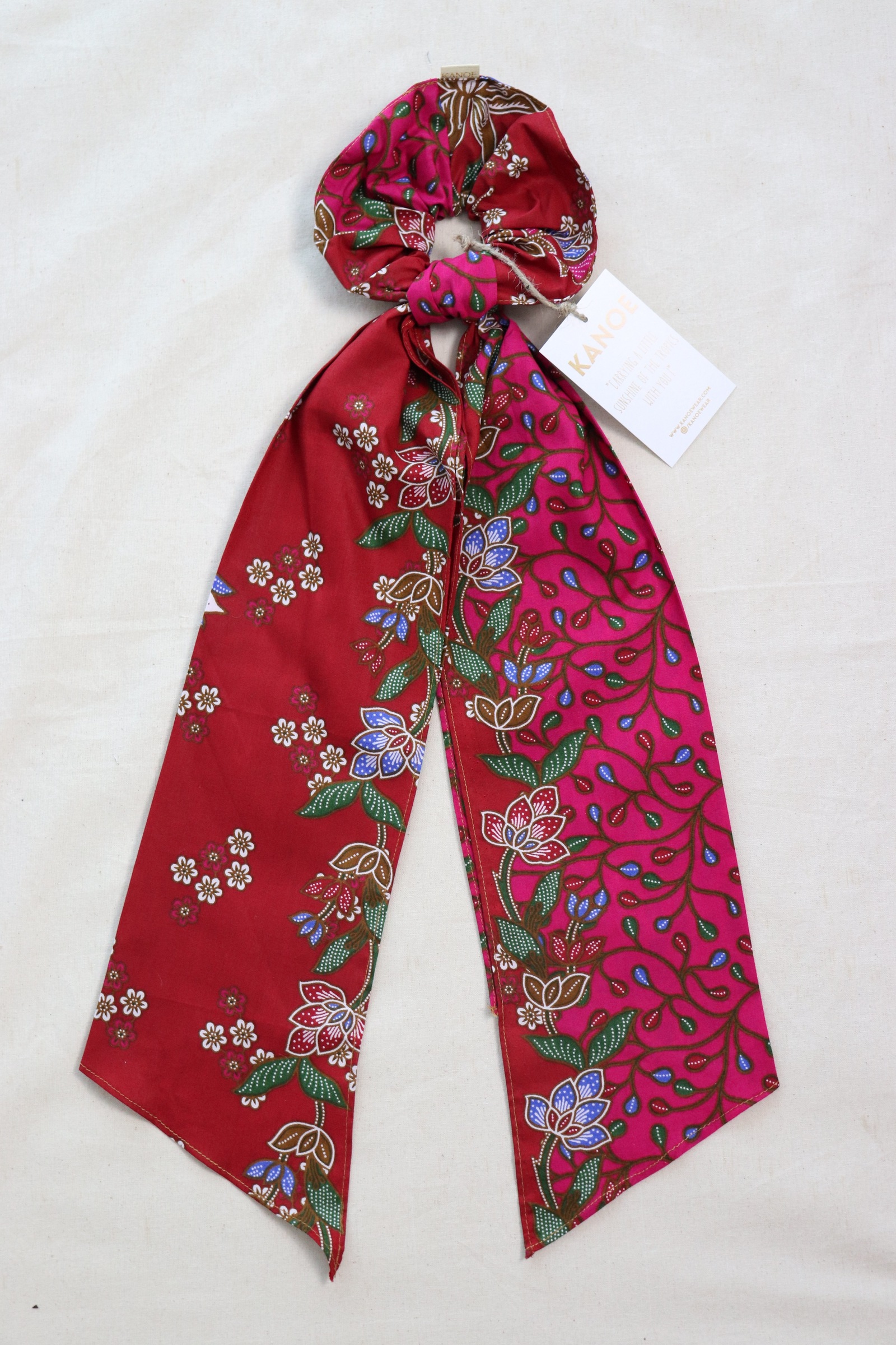 Maxi Batik Scrunchie w/ Ribbon - Cherry Blossom