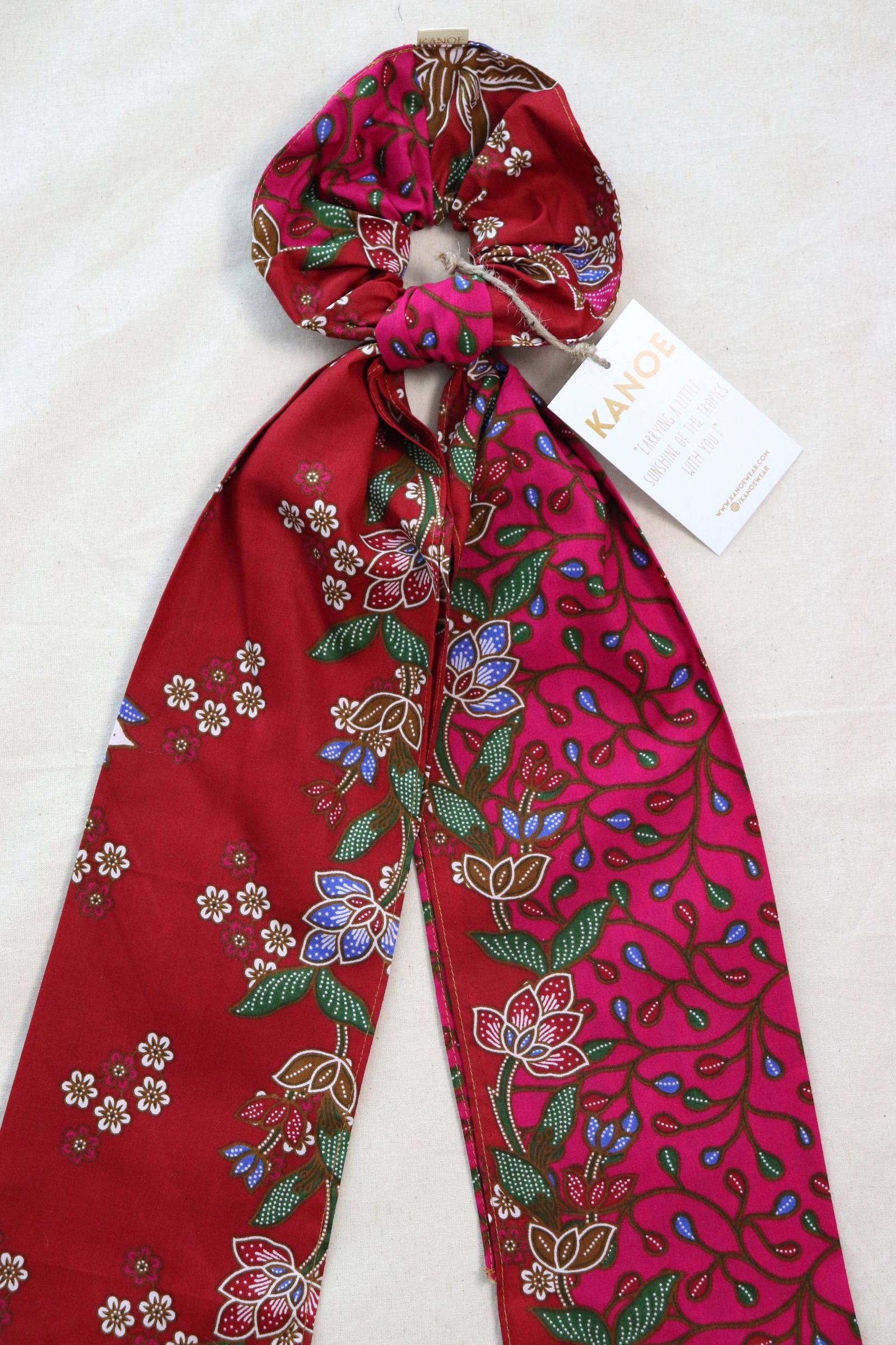 Maxi Batik Scrunchie w/ Ribbon - Cherry Blossom