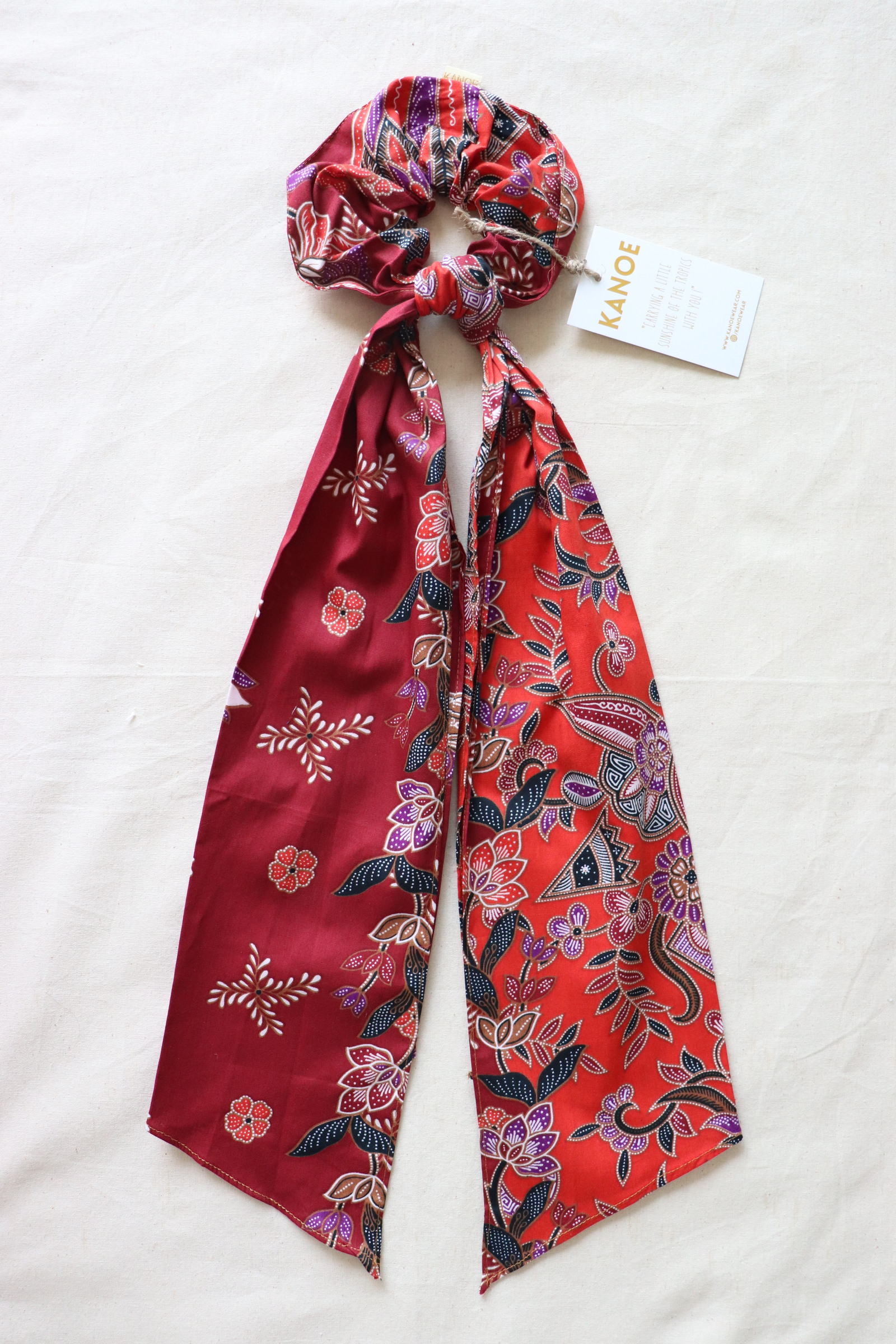 Maxi Batik Scrunchie w/ Ribbon - Rose