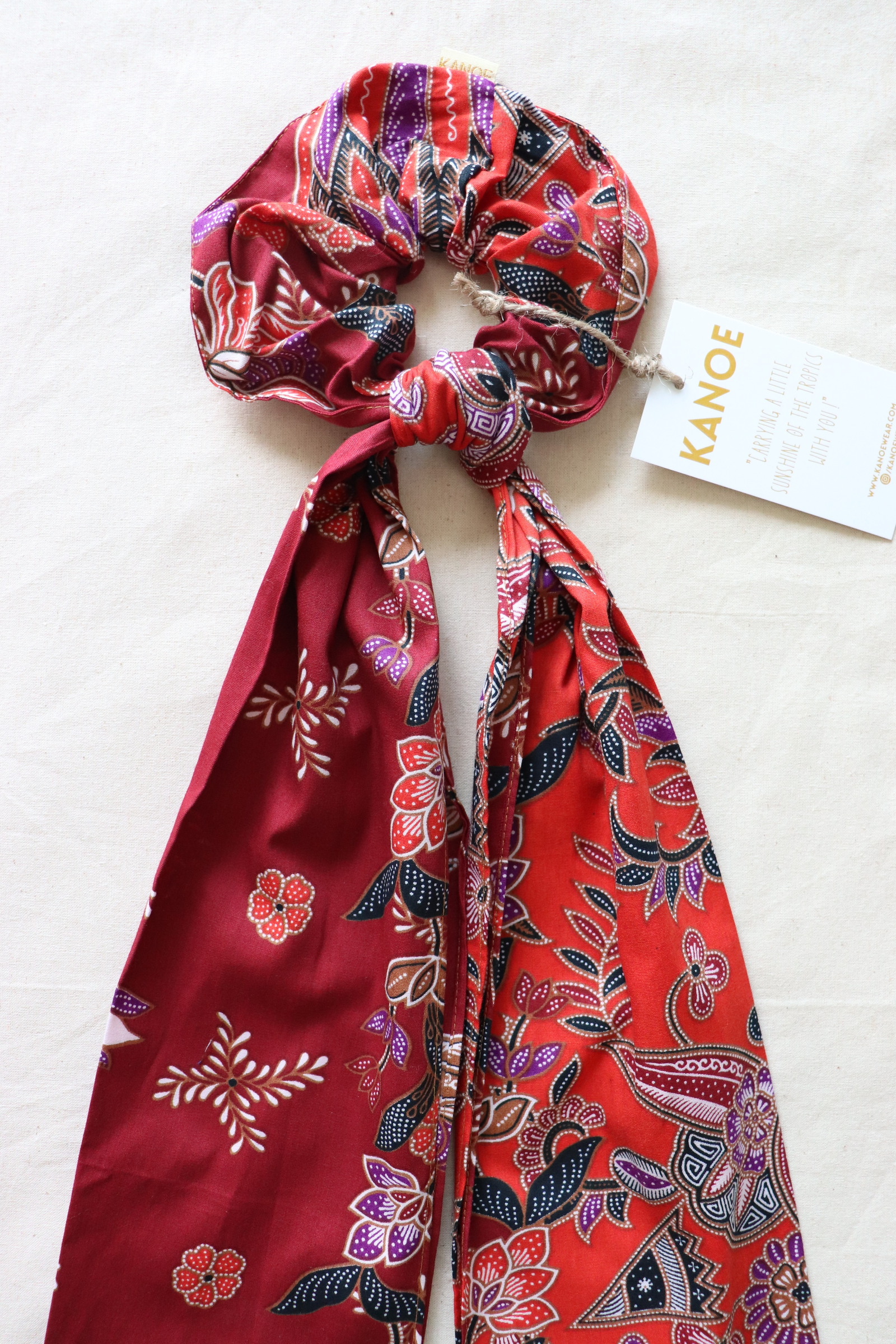 Maxi Batik Scrunchie w/ Ribbon - Rose