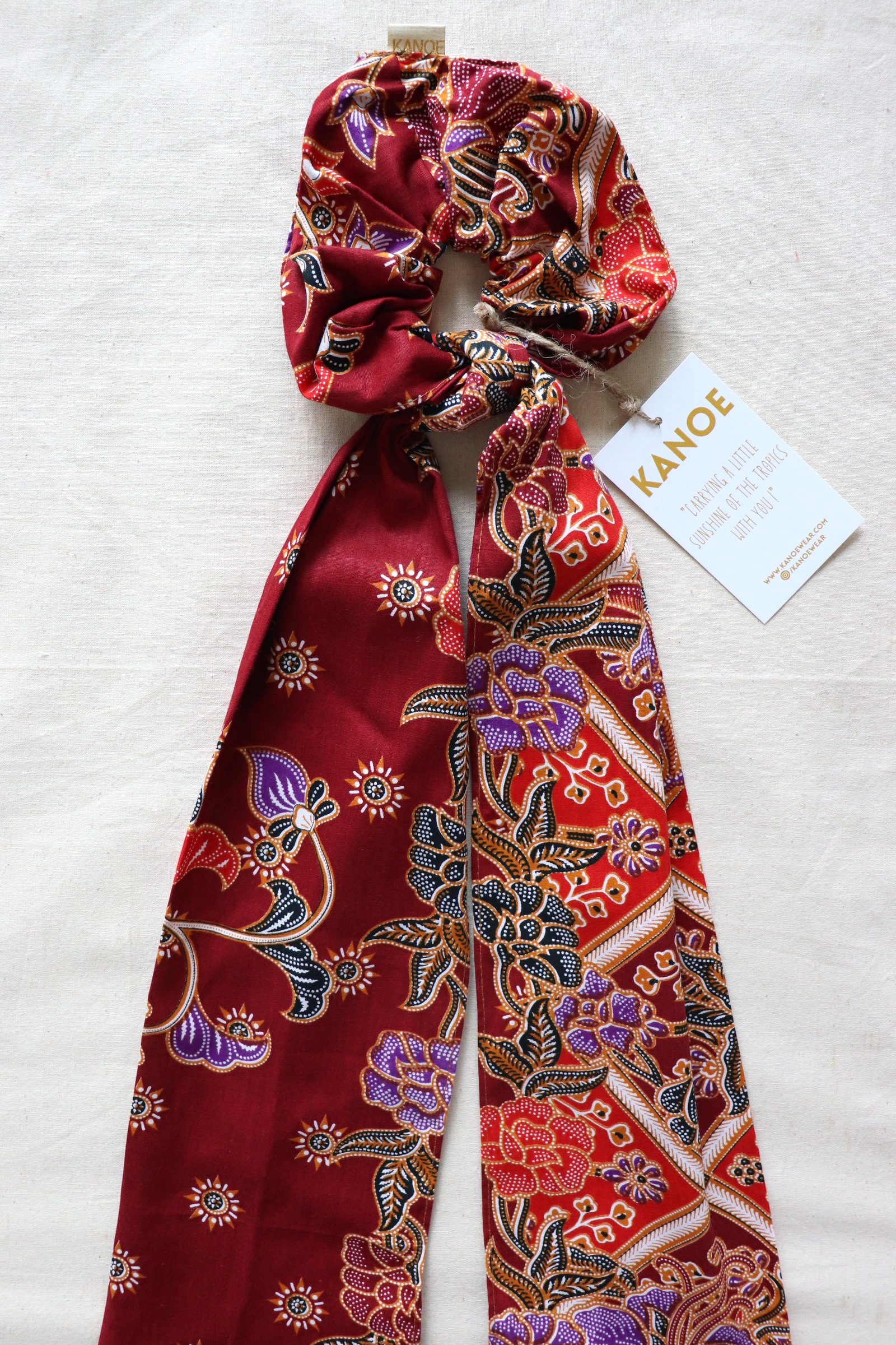 Maxi Batik Scrunchie w/ Ribbon - Raspberry Pie