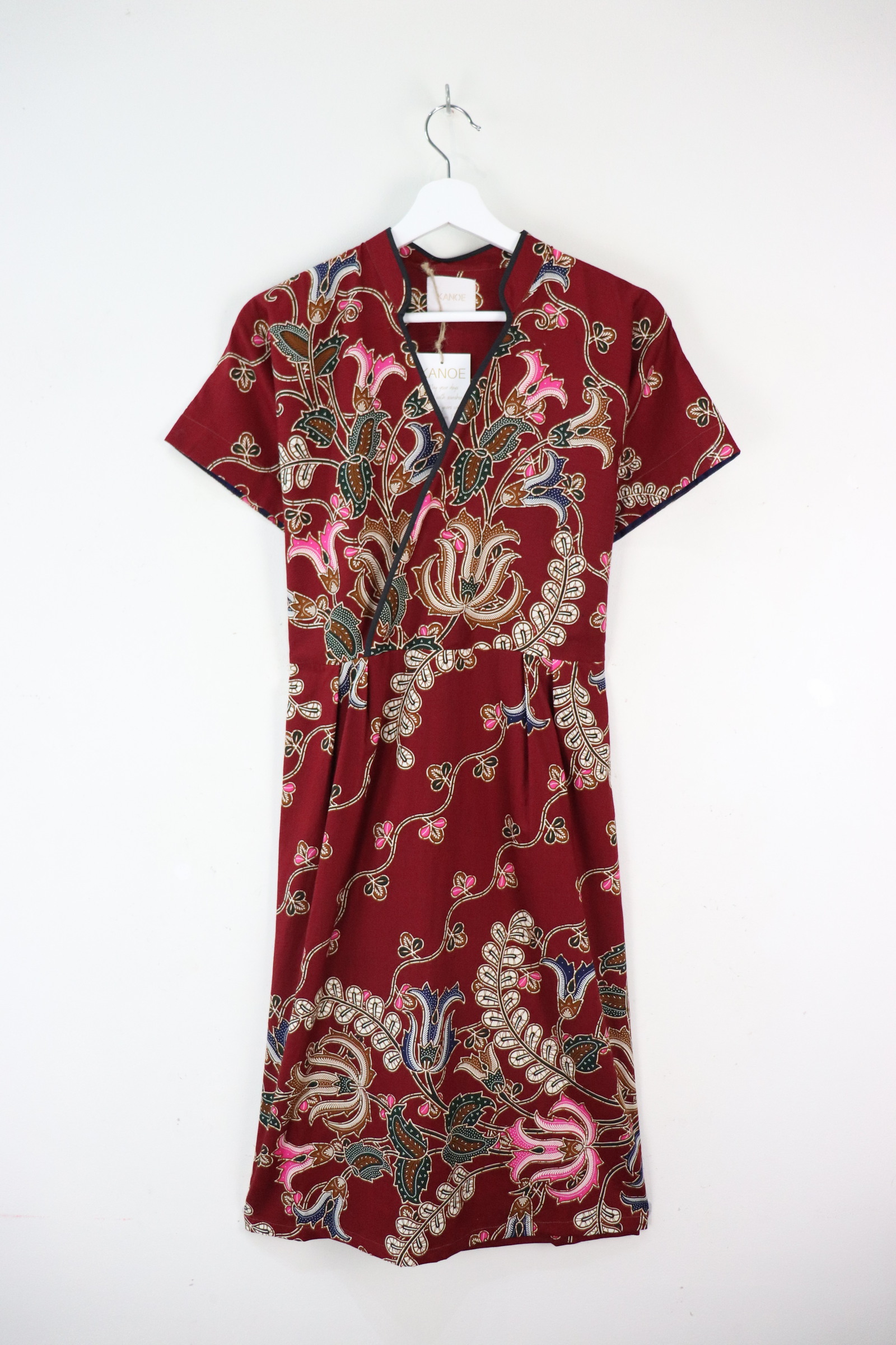 Black Border Kimono Wrap Dress - Tian Li ( Mandarin Collar )