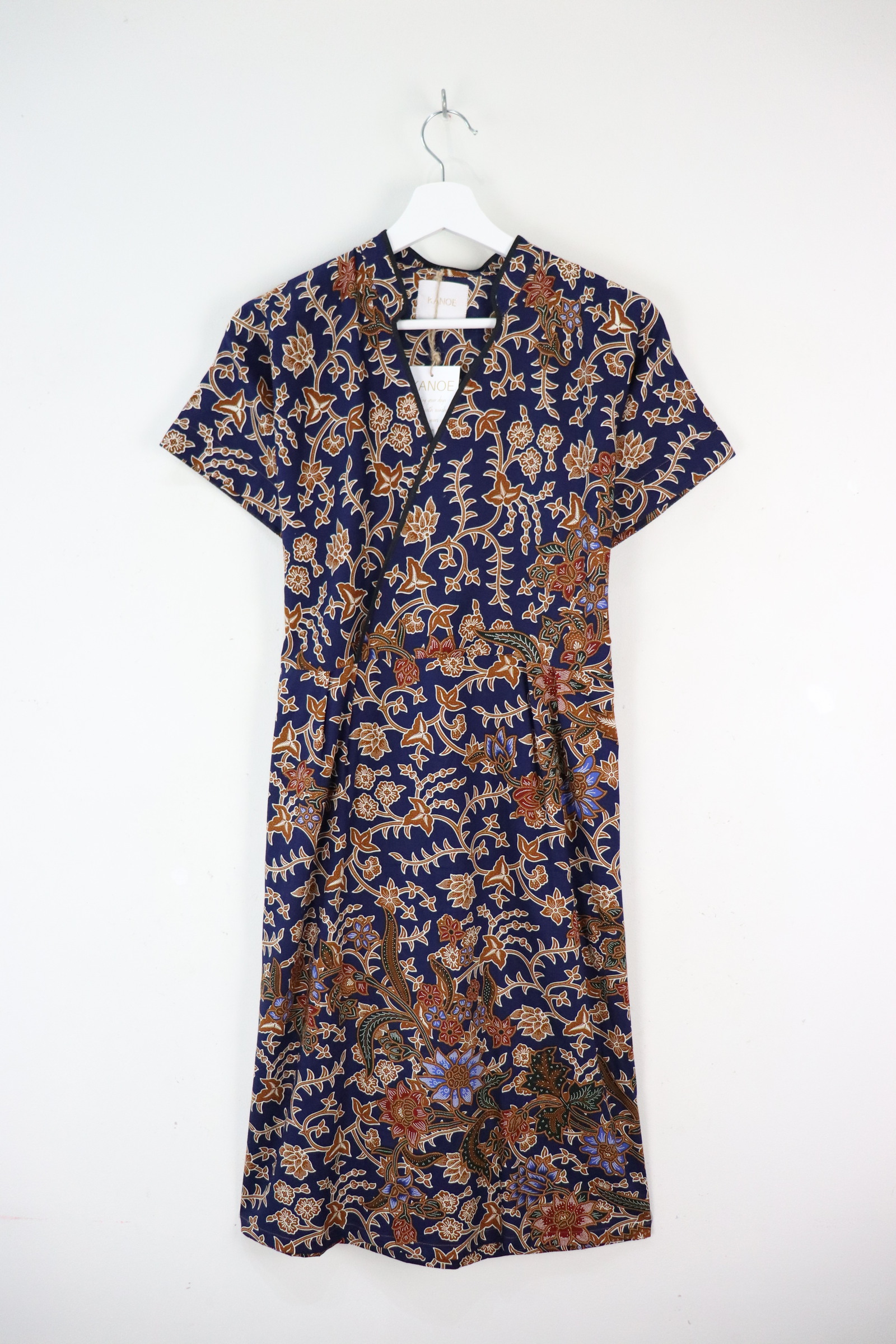 Black Border Kimono Wrap Dress - Tian Xin ( Mandarin Collar )