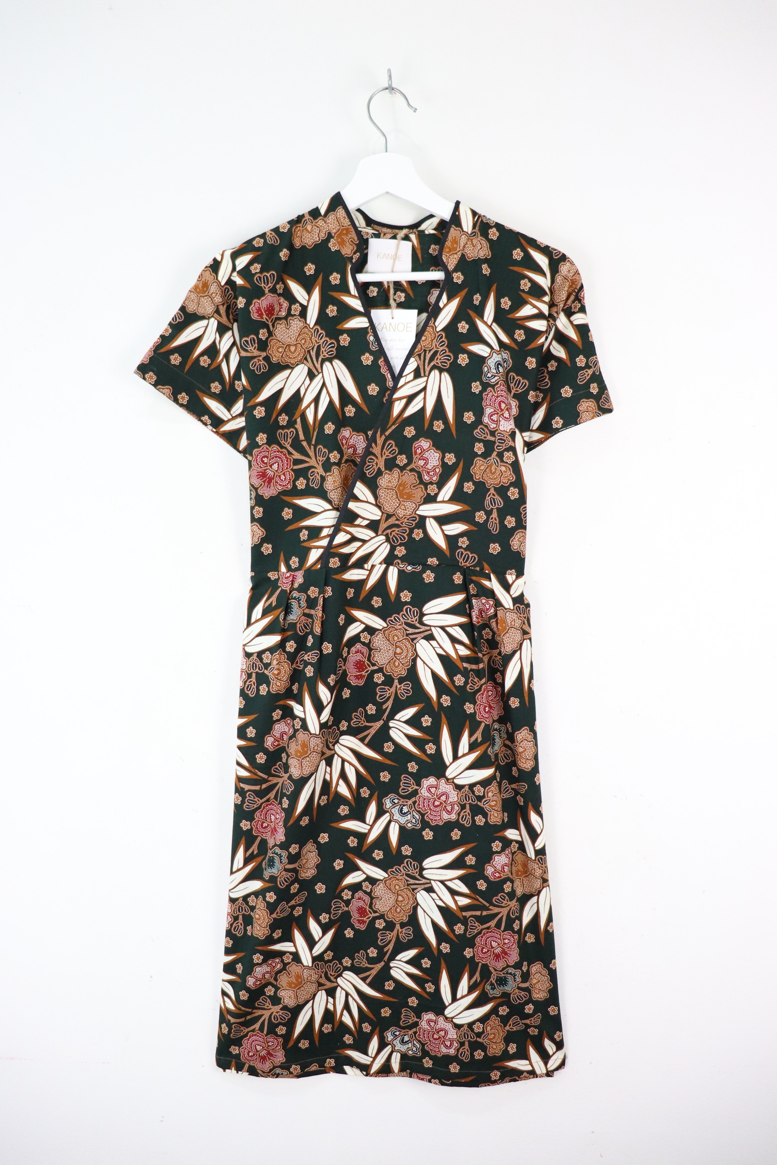 Black Border Kimono Wrap Dress - Tian Ran ( Mandarin Collar )