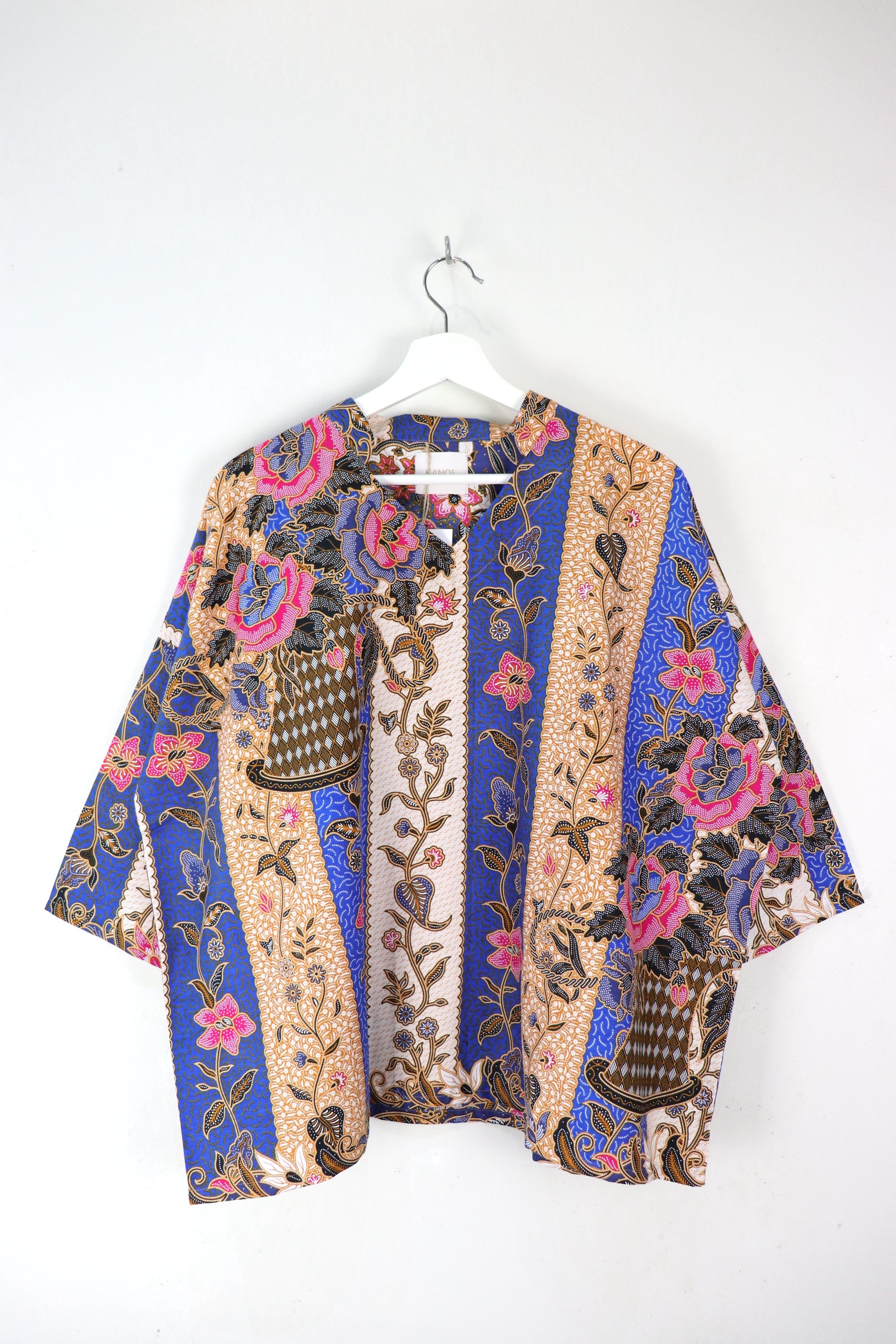 BIG GIRL Batik Top w/ Mandarin Collar - Ming Blue