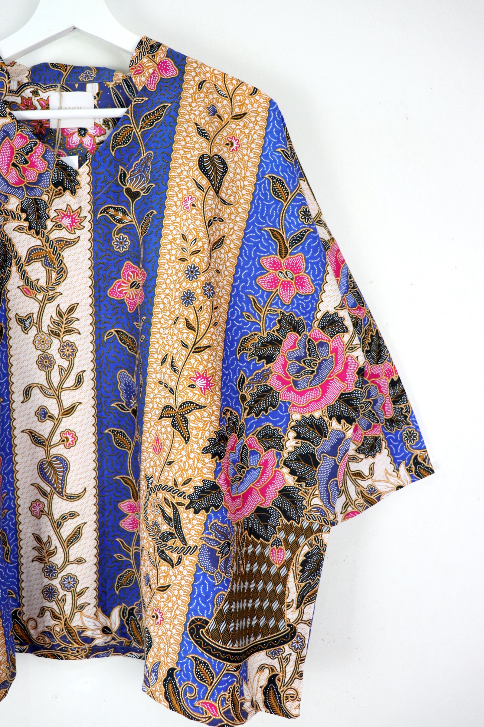 BIG GIRL Batik Top w/ Mandarin Collar - Ming Blue