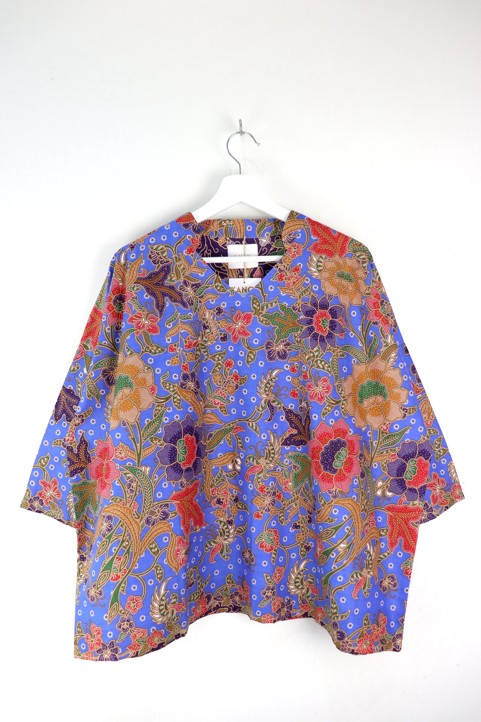 BIG GIRL Batik Top w/ Mandarin Collar - Ming Bloom