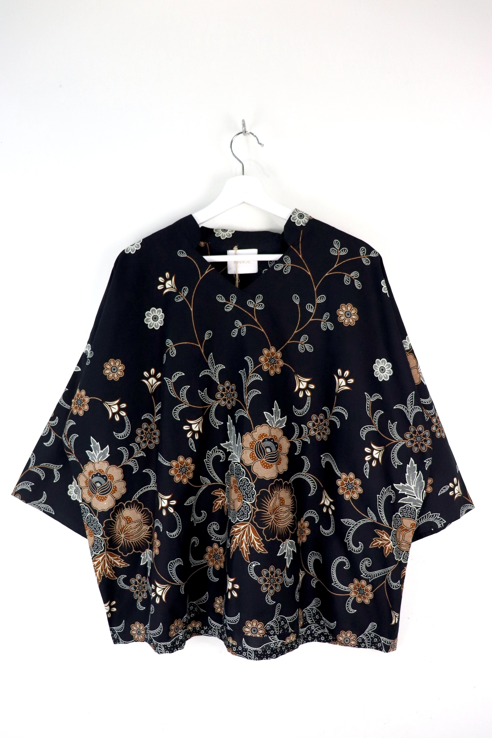 BIG GIRL Batik Top w/ Mandarin Collar - Ming Midnight
