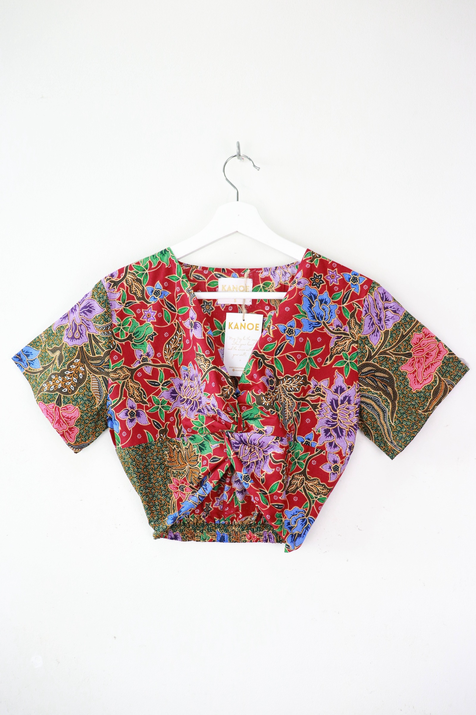 Twisted Front Batik Top - Rosalea Petals