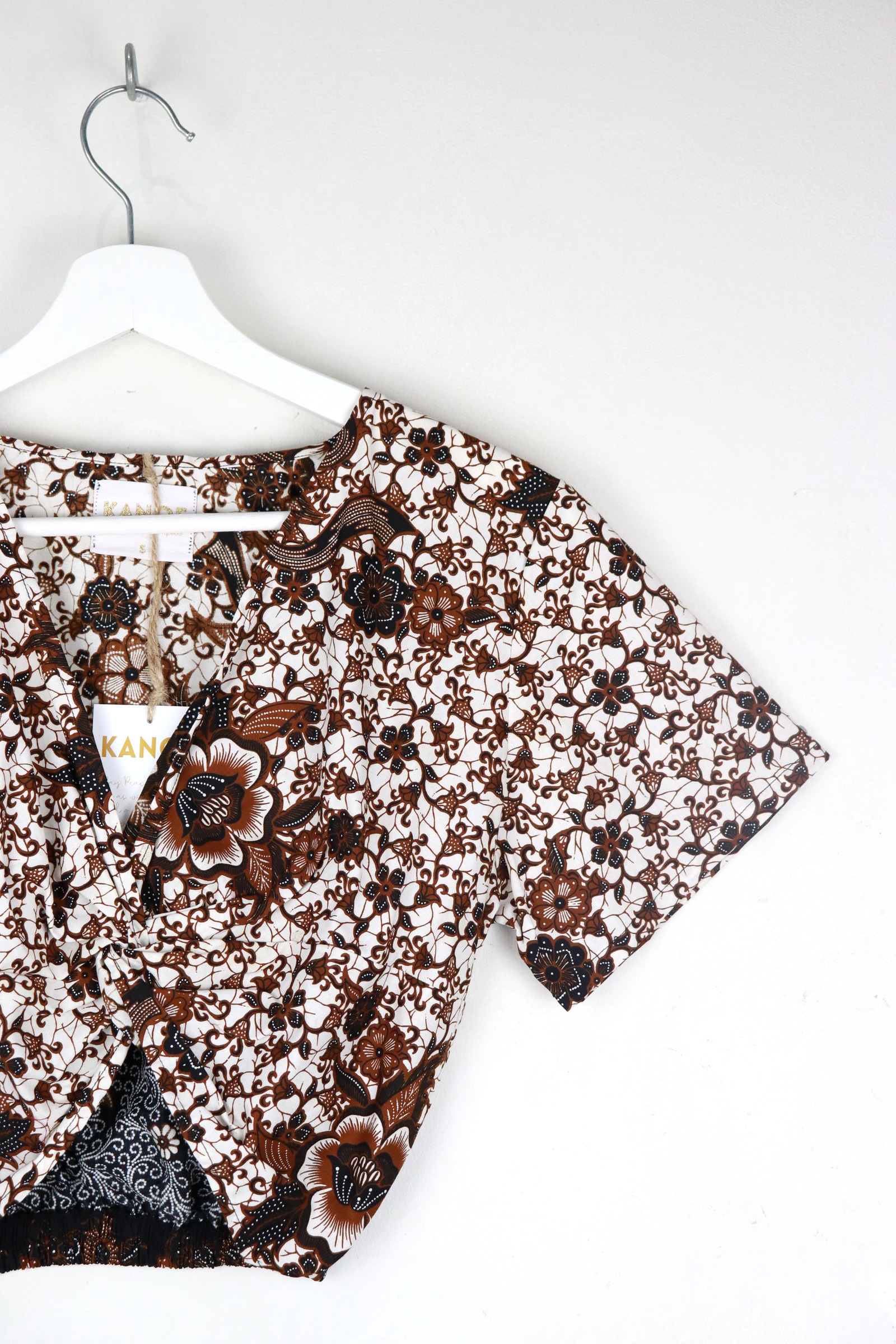 Twisted Front Batik Top - Castania